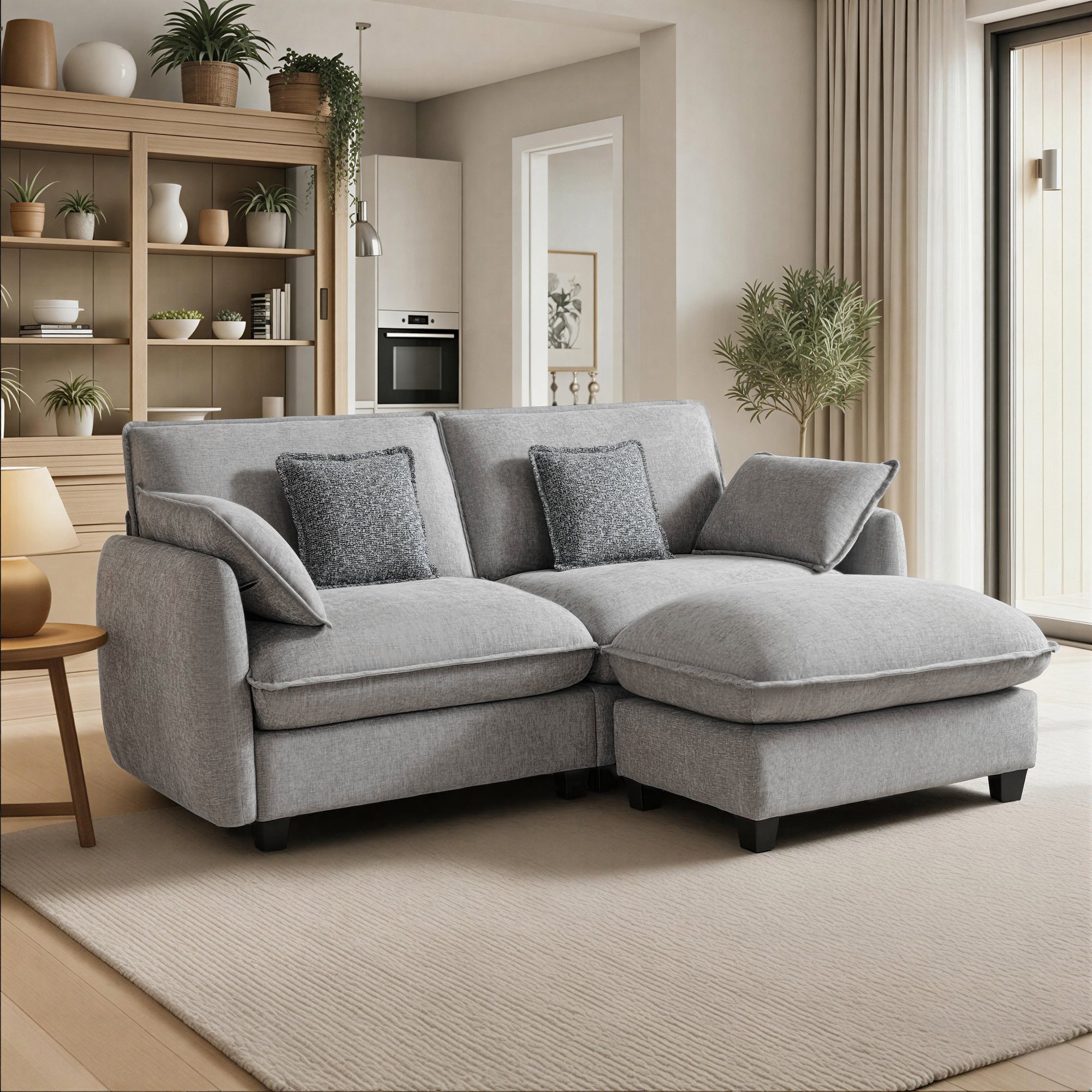 Oversized Cloud Modular Sectional Sofa, FSC Certified Sectional Couches with Ottoman for Living Room S0701