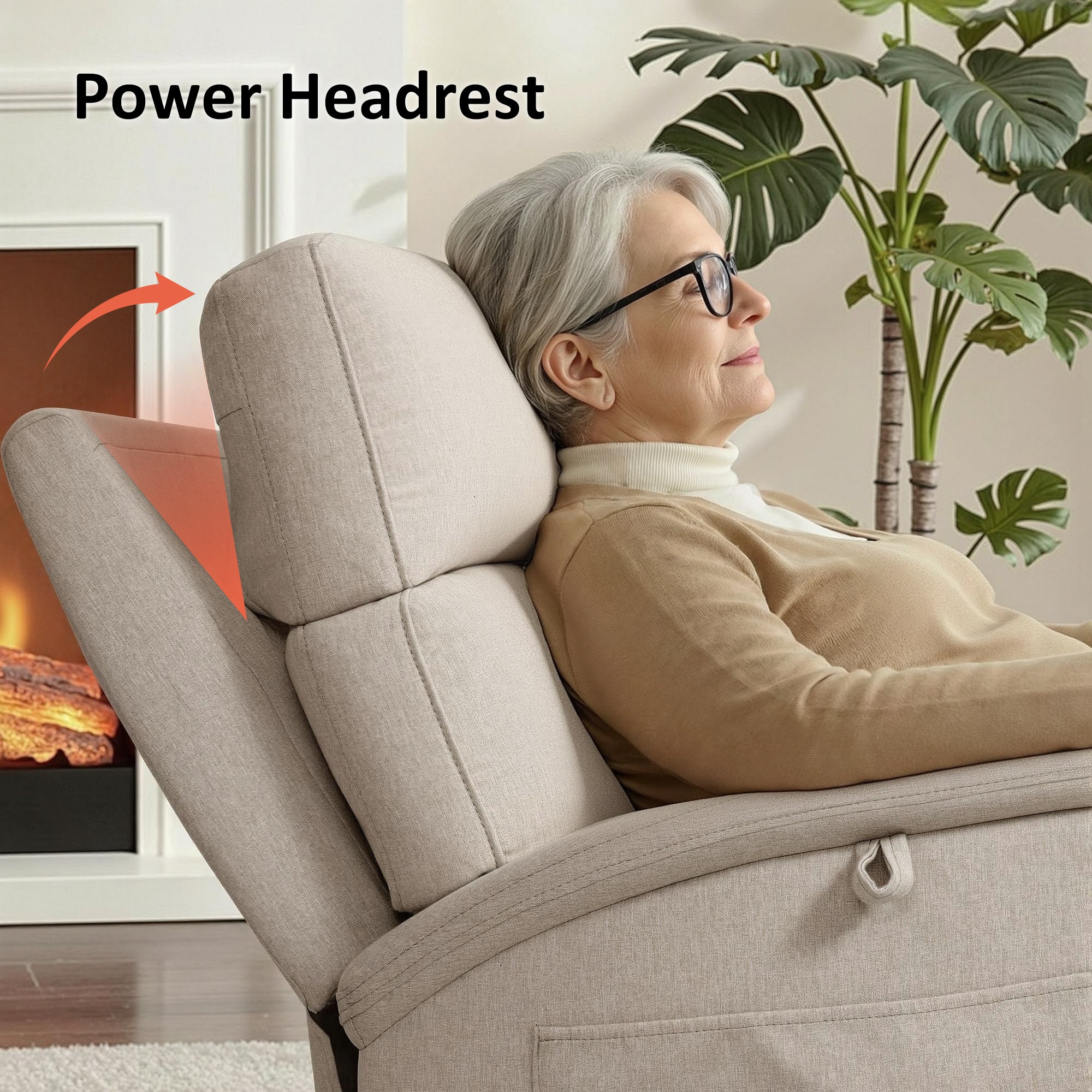 Power Lift Recliner Chair for Elderly, Massage and Heat, Fabric R7605