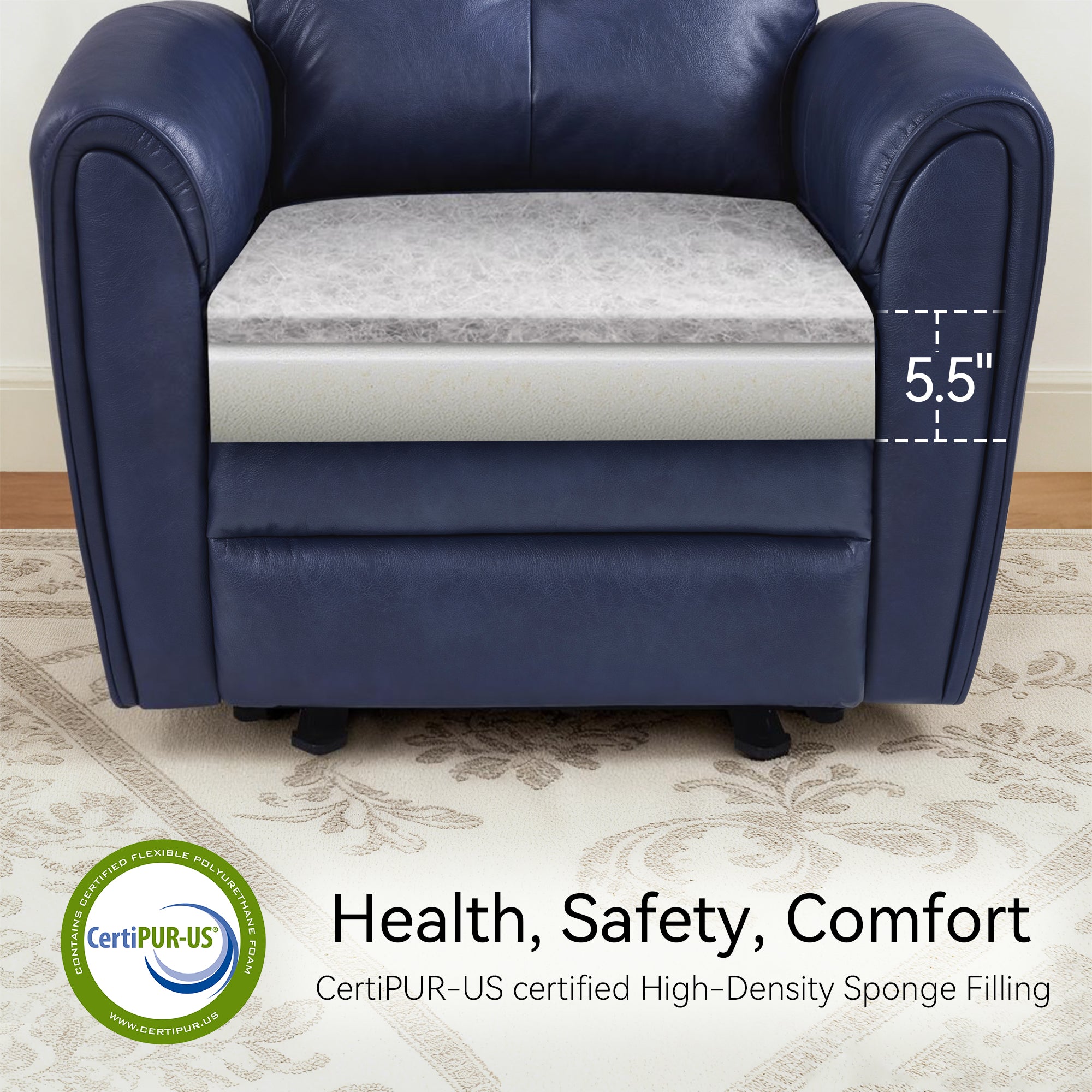 Zero Wall Hugger Recliners Chair for small space, Faux Leather PR699