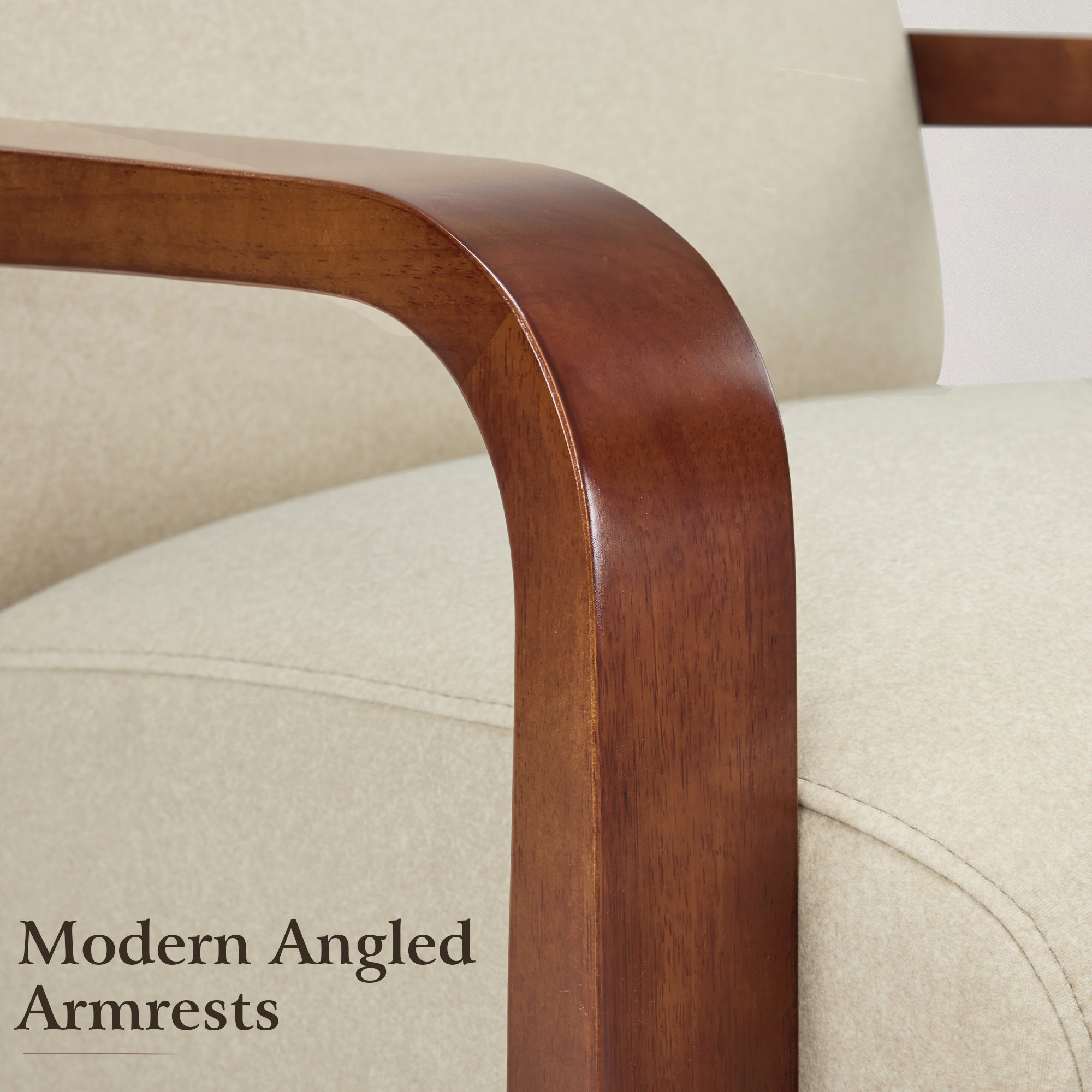 Swivel Glider Accent Chair, Wood Arm, Pet-Friendly Fabric, Classic Style for Living Room & Bedroom