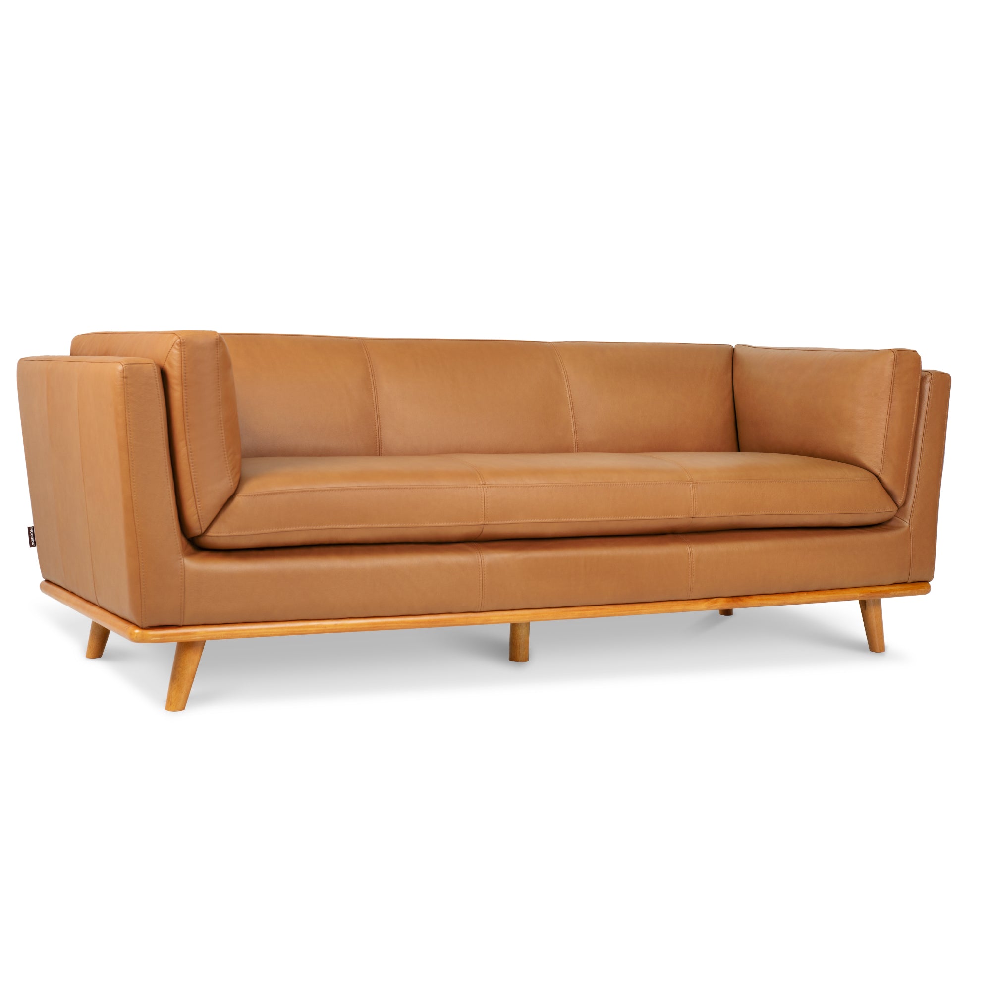 MCombo Napa Leather Couch, 88'' Leather Sofa, Full-Grain Leather Sofa for Living Room, Leather Office Couch, Solid Wood Accent, Vintage Italian Leather VE701