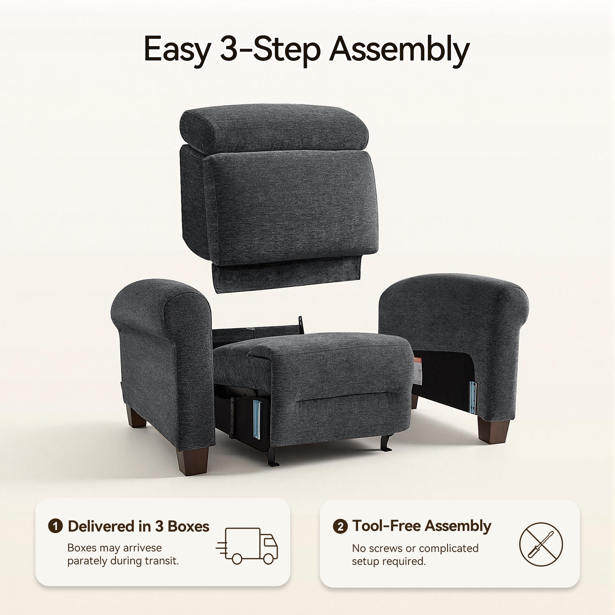 Wall Hugger Power Recliner Chair for Small Spaces, RV & Living Room HL164