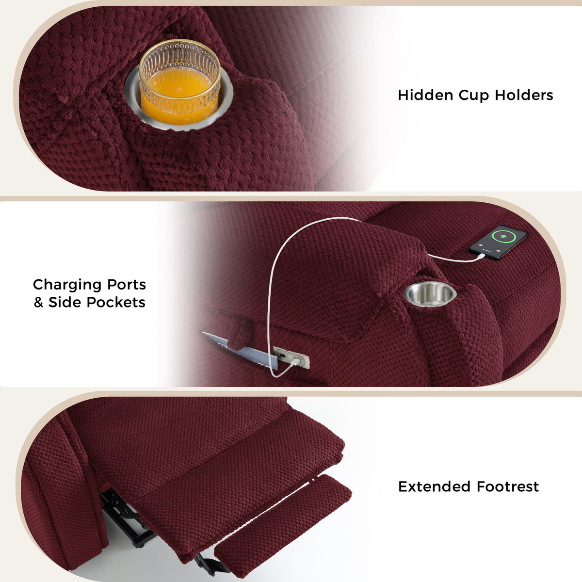 4-Motor Power Lift Recliner with Power Lumbar & Headrest R7558