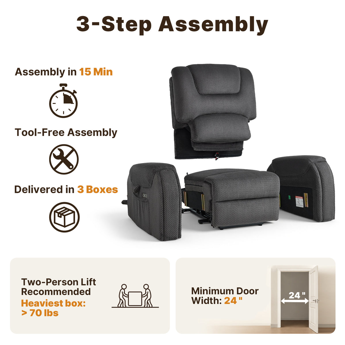 4-Motor Power Lift Recliner with Power Lumbar & Headrest R7558