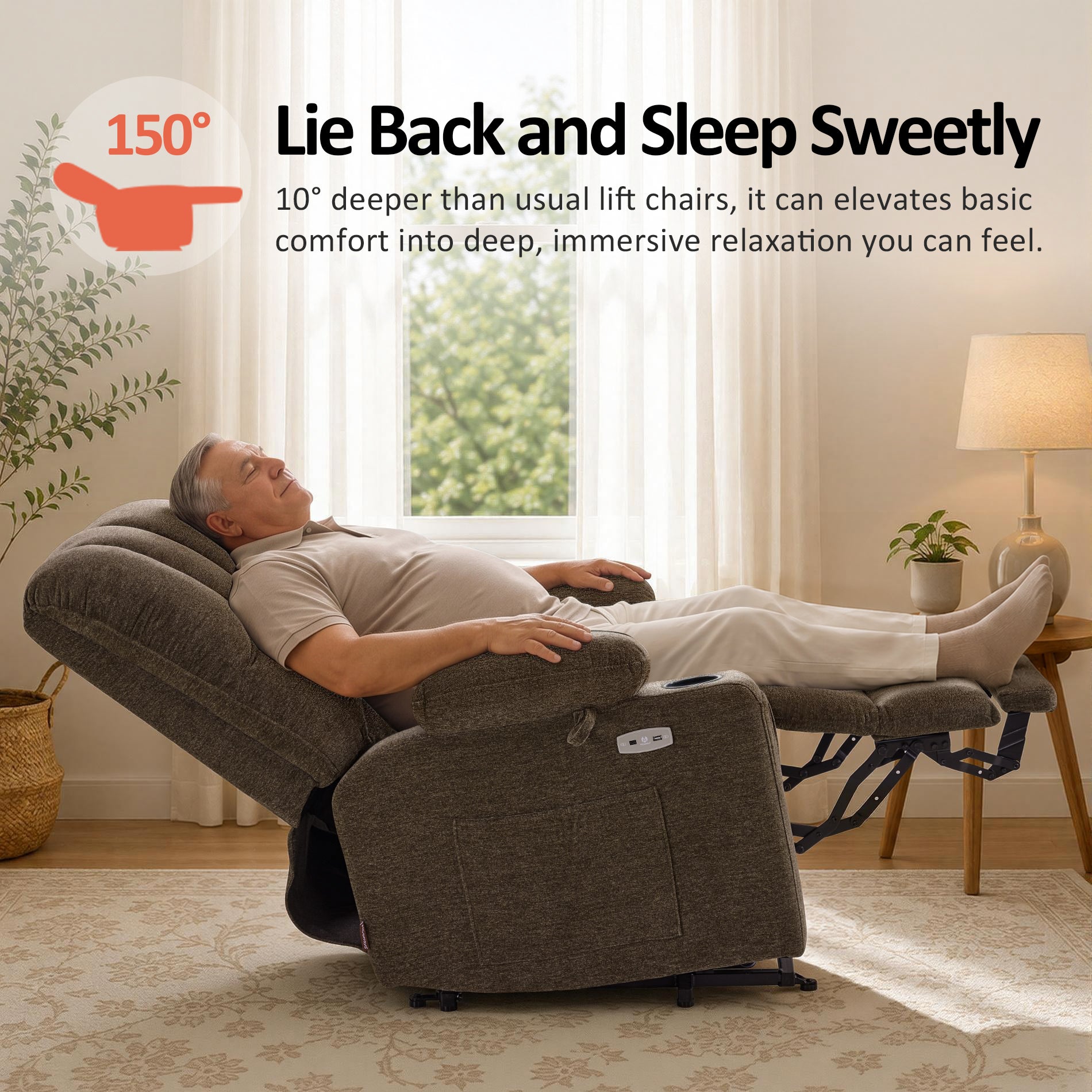 Power Lift Recliner Chair for Elderly, Massage and Heat, Fabric 7095|7099|R7092|R7096