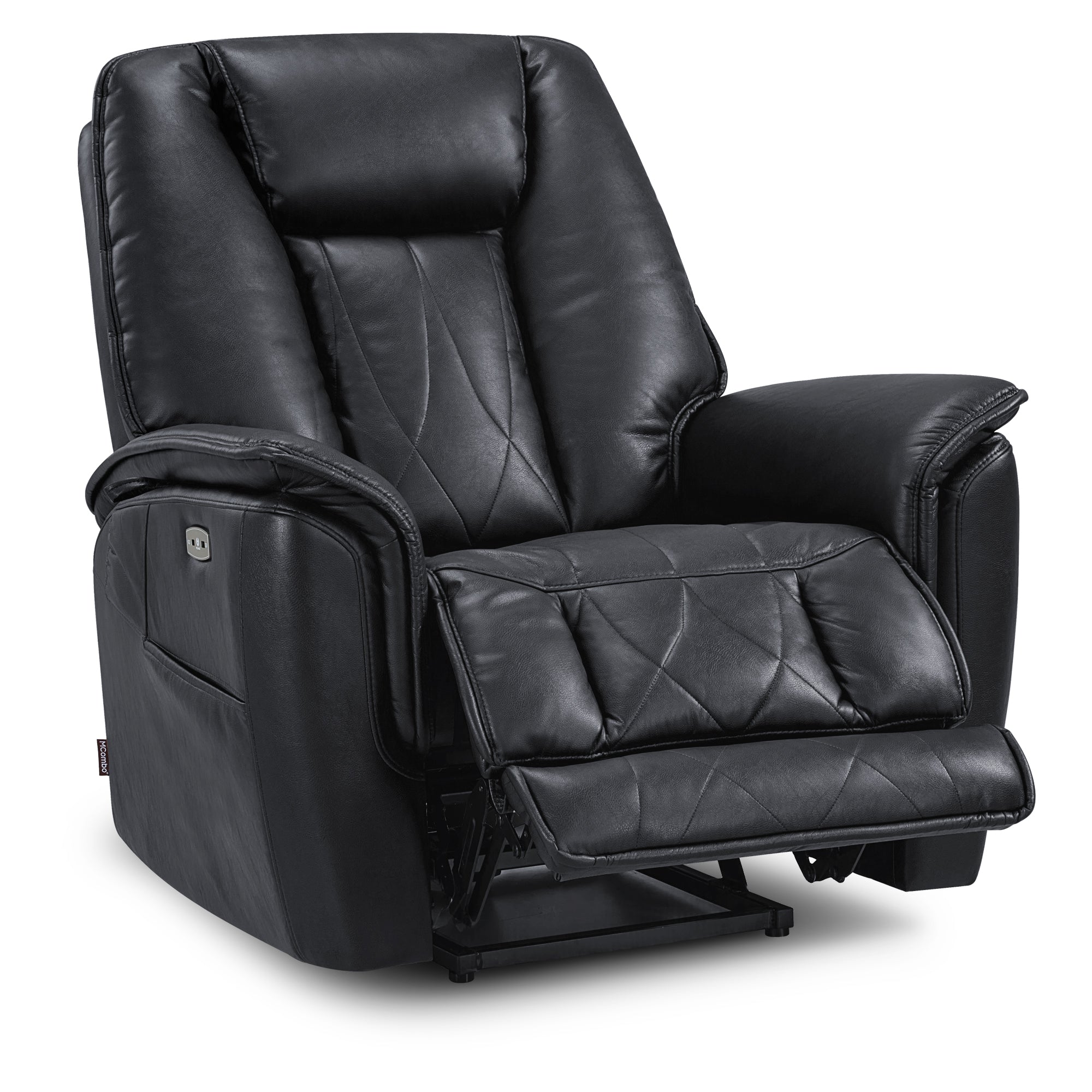 MCombo Triple Motors Lay Flat Recliner for Adults, Oversized Leather Recliner Chair with Power Headrest, Infinite Position, USB & Type-C Charging Ports HTS526