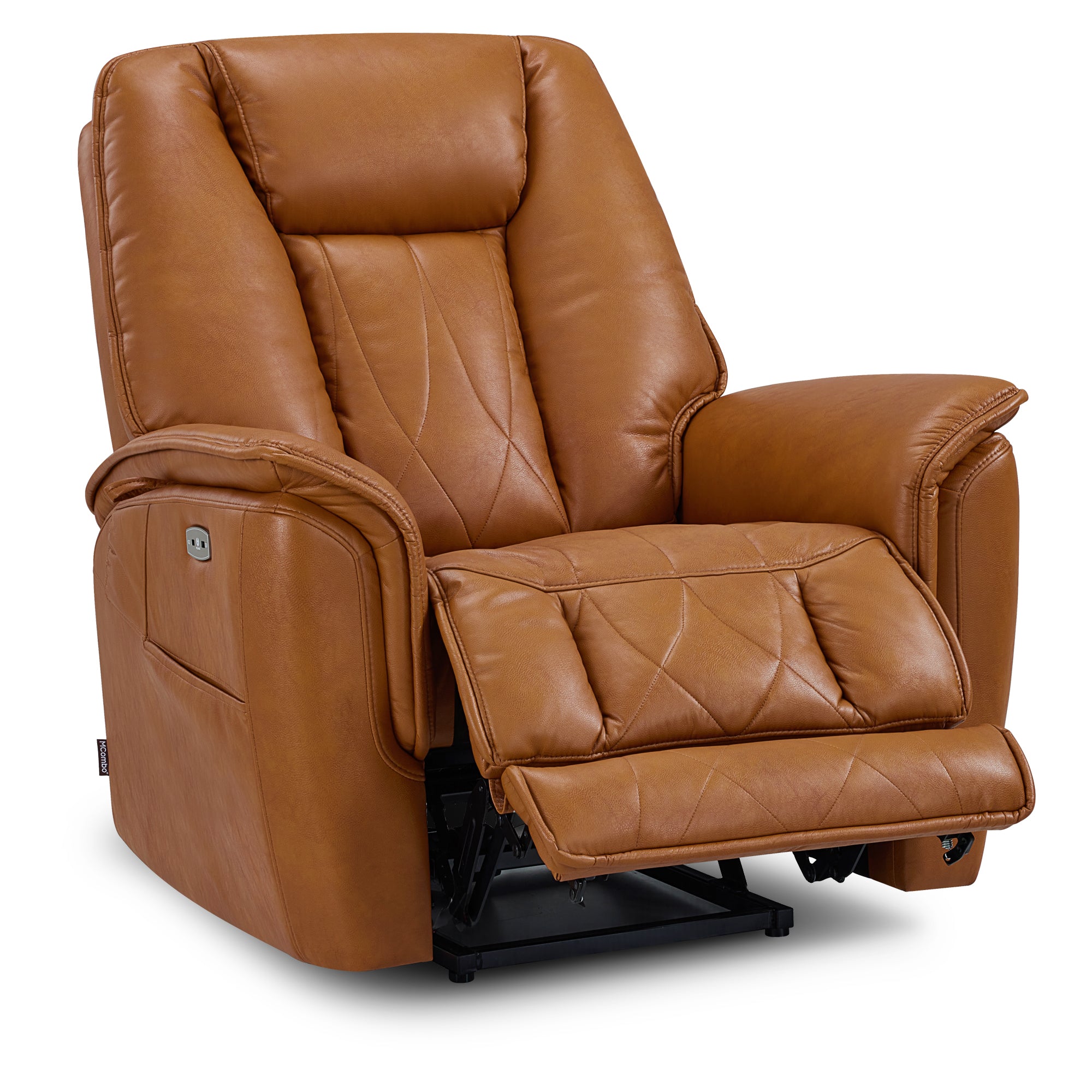MCombo Triple Motors Lay Flat Recliner for Adults, Oversized Leather Recliner Chair with Power Headrest, Infinite Position, USB & Type-C Charging Ports HTS526