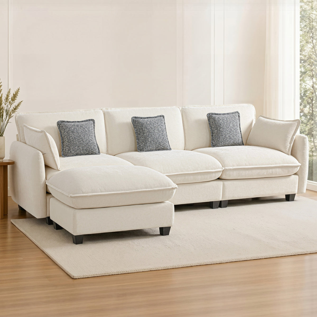 Oversize Sectional Sofa with Ottoman, Cloud Couch 0701