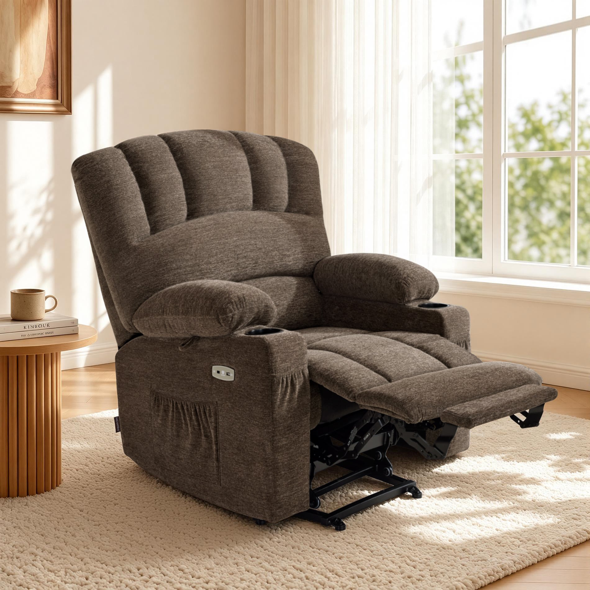 Power Lift Recliner Chair for Elderly, Massage and Heat, Fabric 7095|7099|R7092|R7096