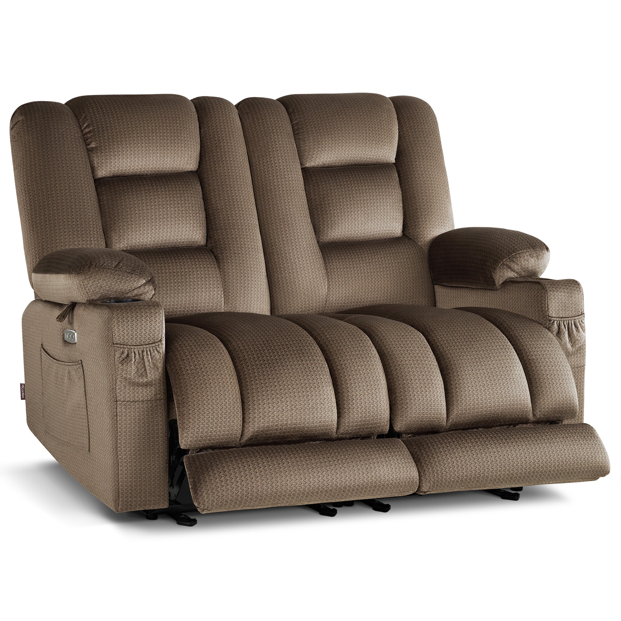 Power Reclining Loveseat with Heat and Massage, Fabric PR648