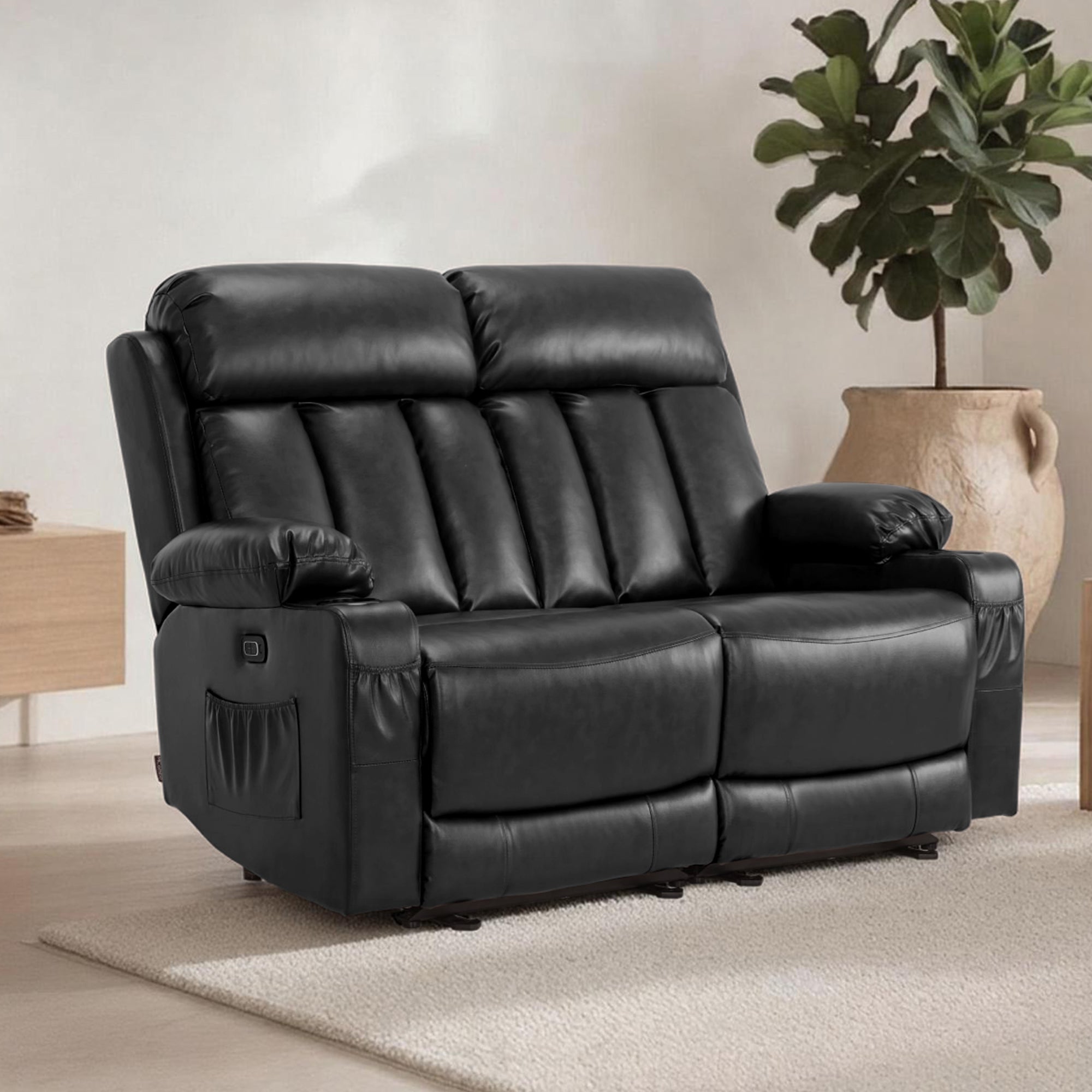 61 in Power Reclining Loveseat with Heat and Massage 6075