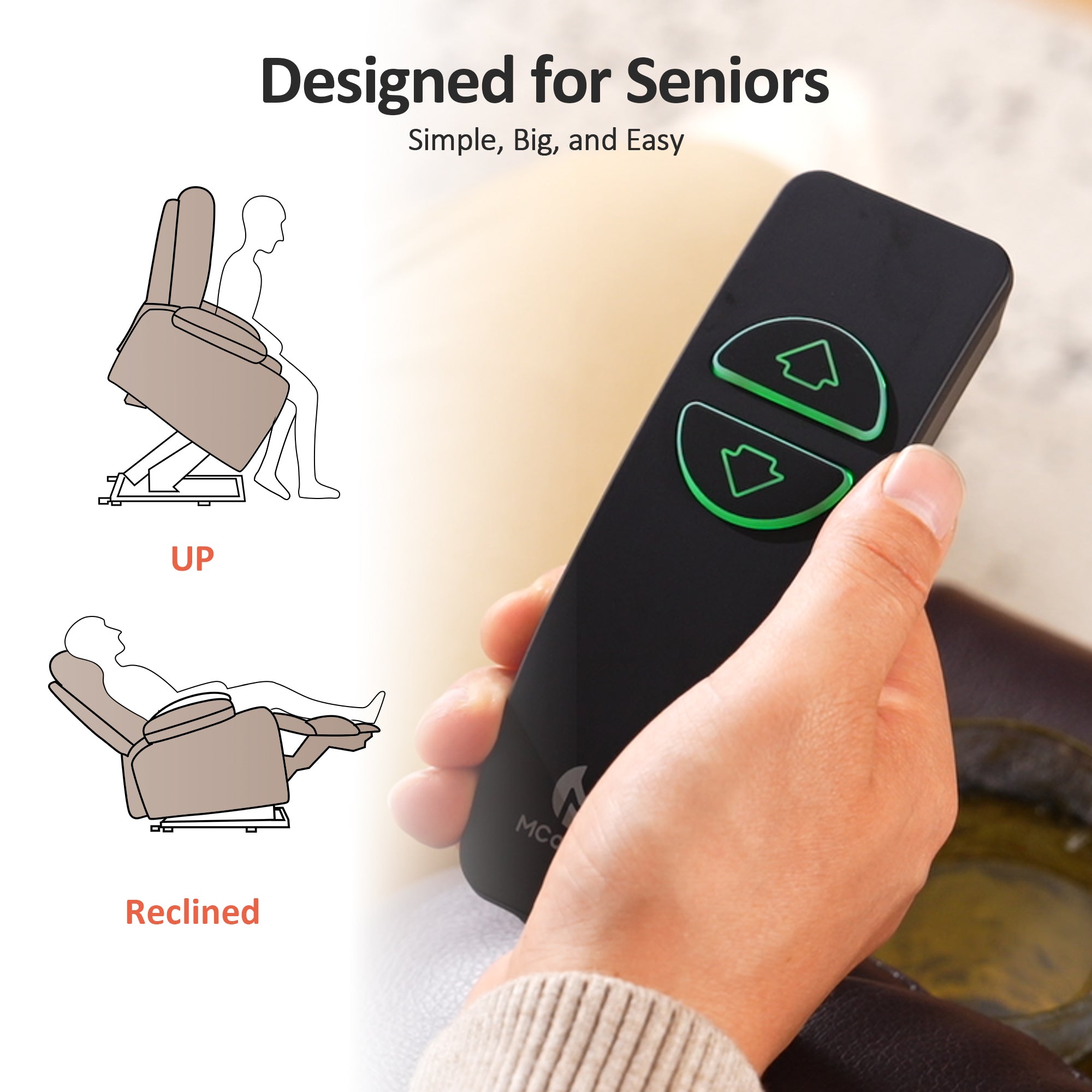 Power Lift Recliner Chair for Elderly, Faux Leather 7287|R7289