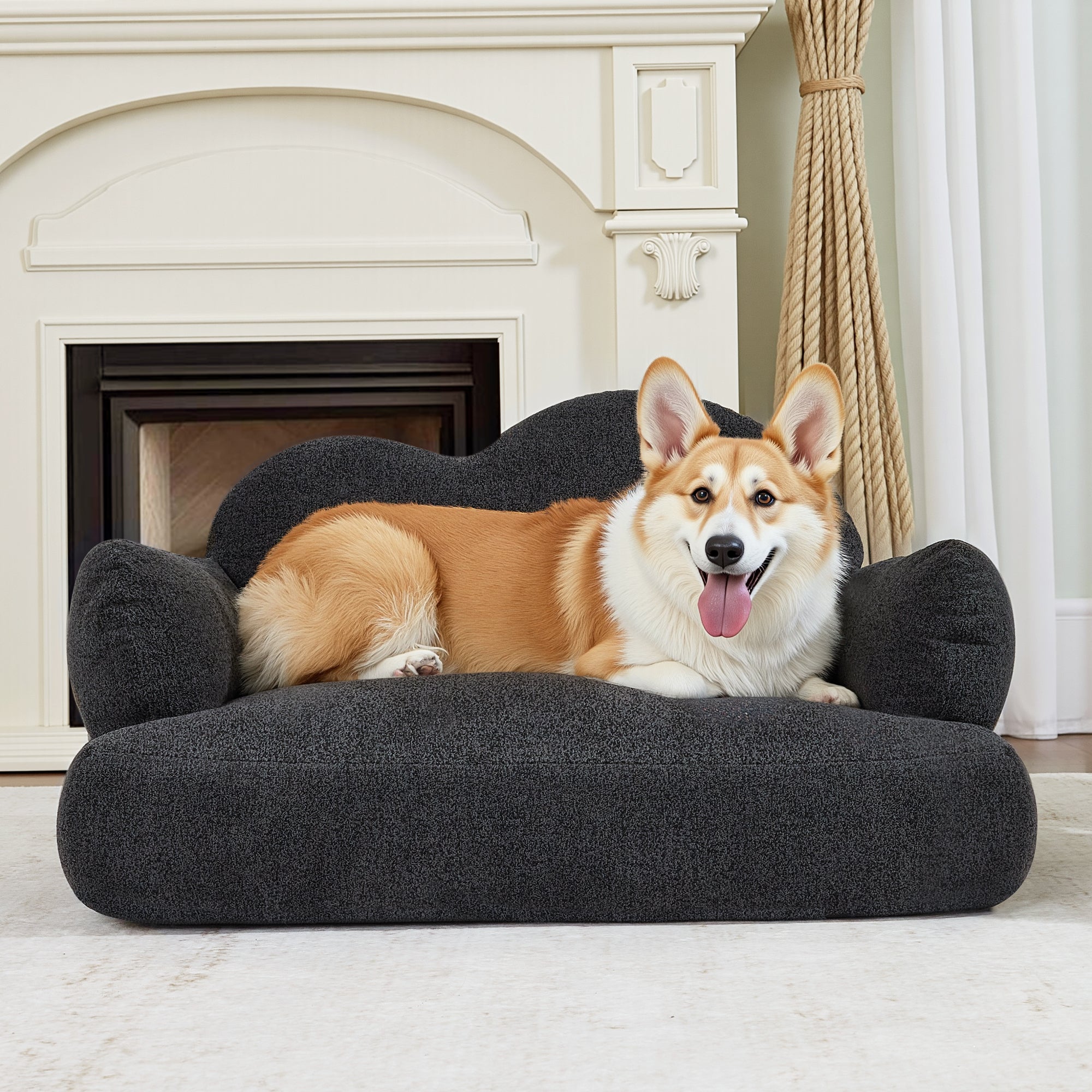 Lovupet Dog Sofa Couch for Medium Breed, Soft Full Foam Dog Couch Bed with Anti-Slip Bottom, PS695