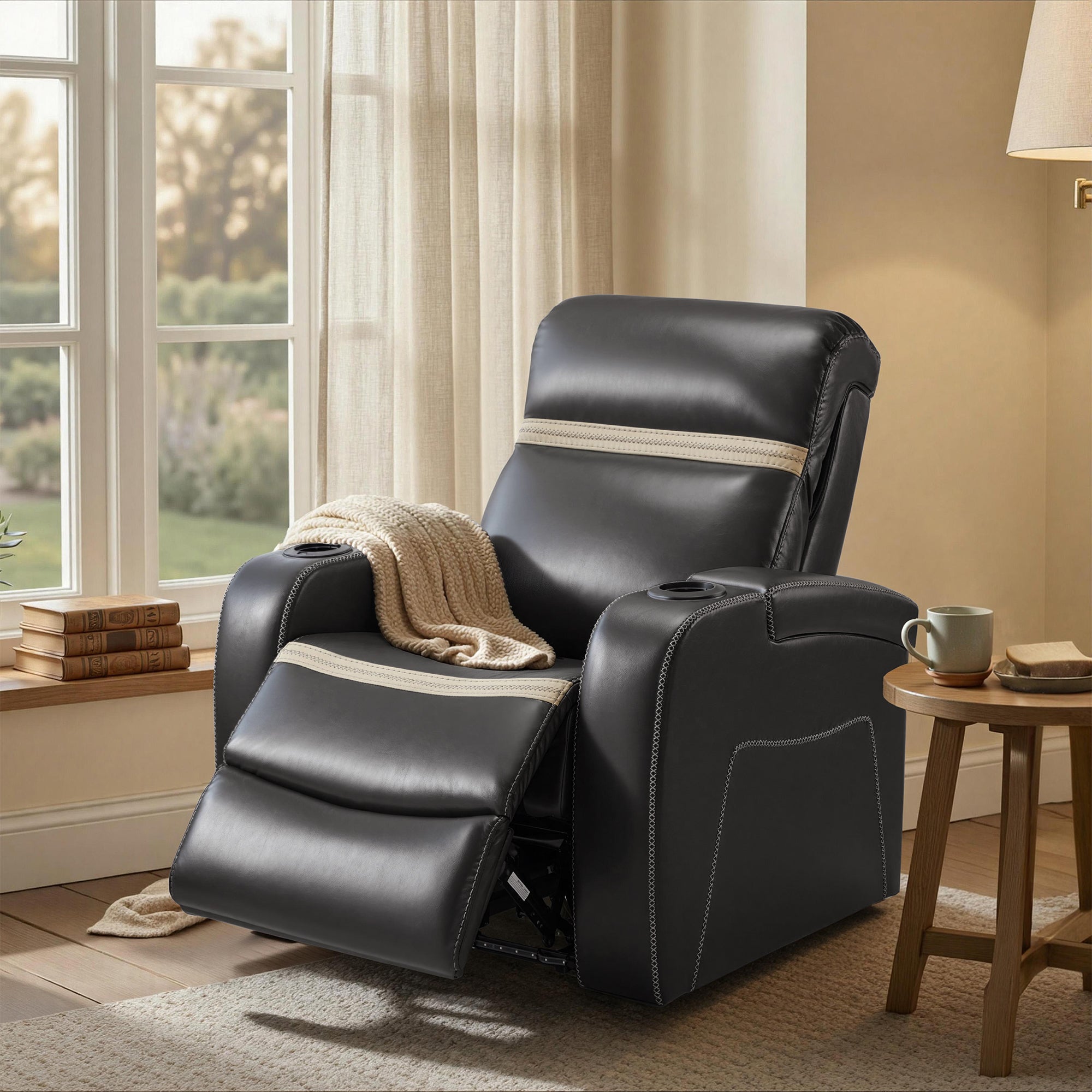 Power Recliner Chair, Home Theater Seating, Faux Leather HTS400