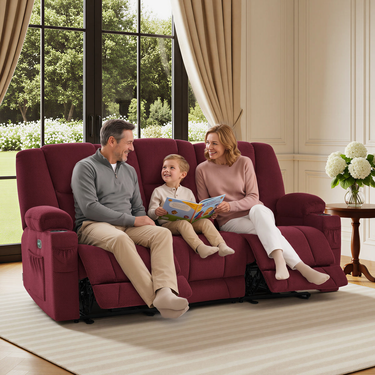 81 in 3 Seater Reclining Sofa with Heat and Massage 6034M3