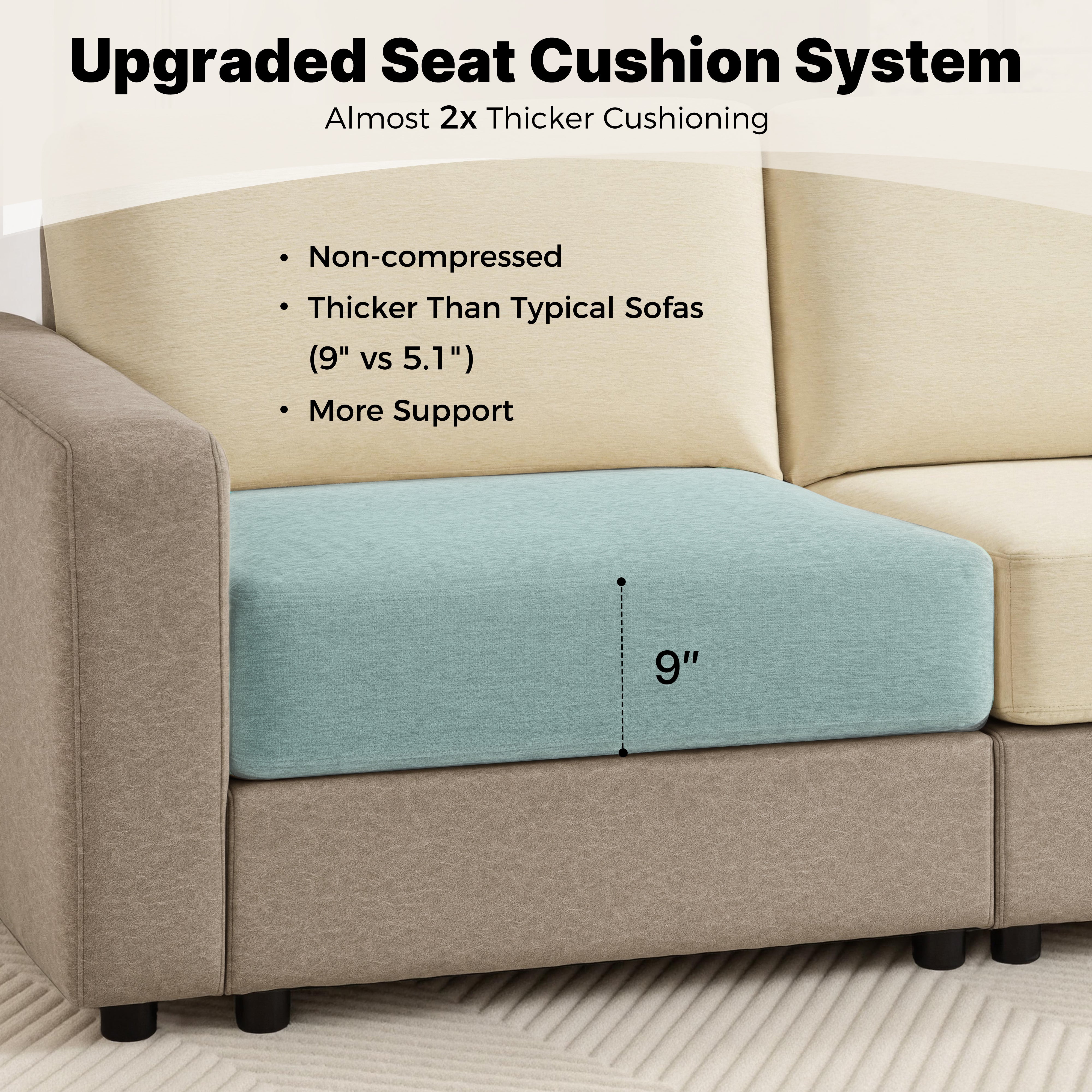 Oversized Sectional Sofa with 26" Deep Seat, Storage Ottoman, Pet-Friendly Fabric S6366