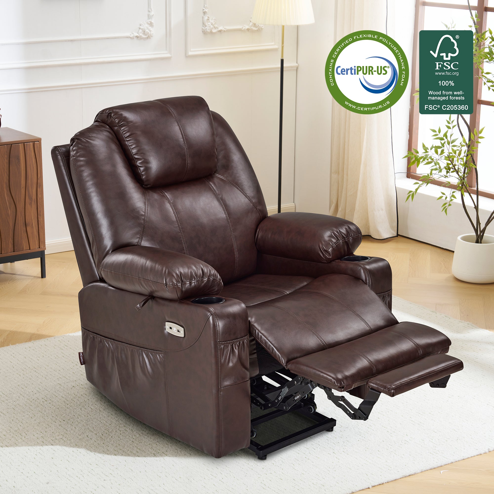 Power Lift Recliner Chair for Elderly, Massage and Heat, Faux Leather 7040|7516|7141|R7045|R7510