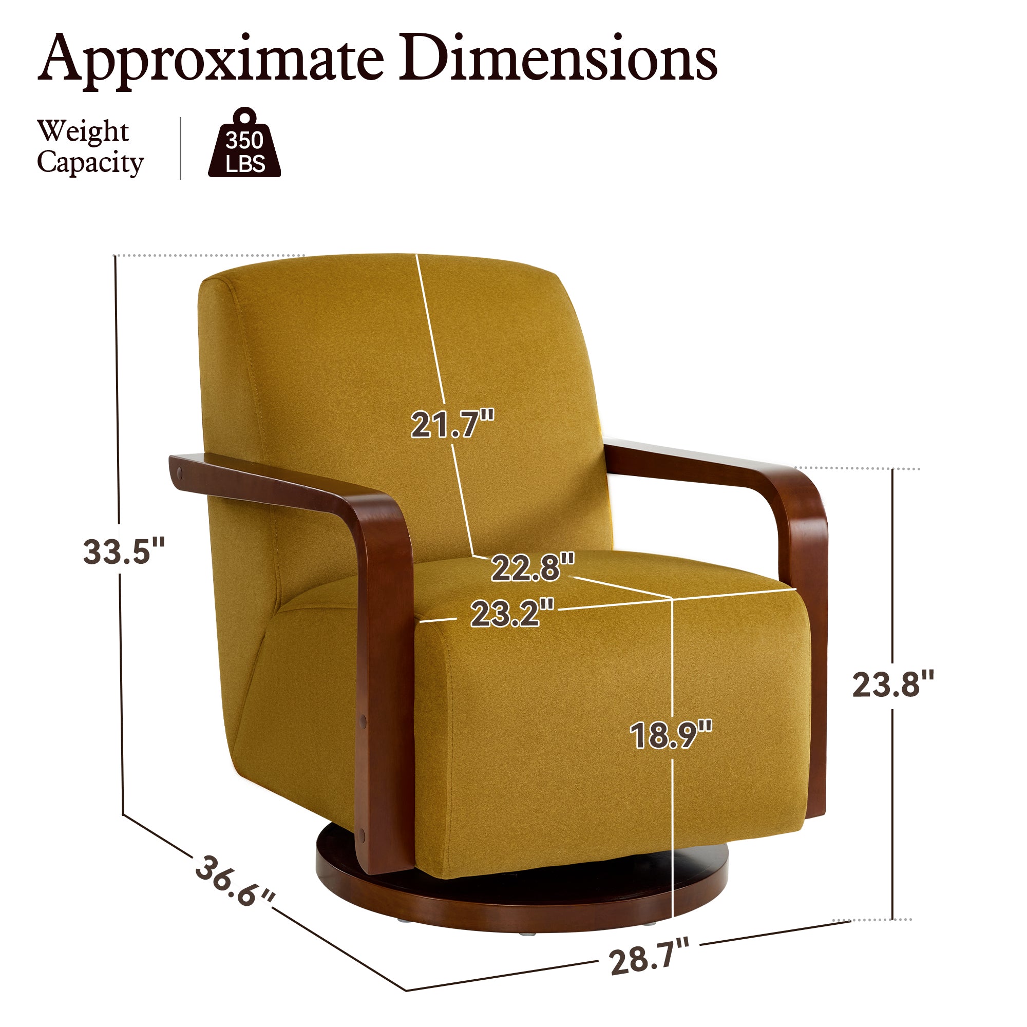 Swivel Glider Accent Chair, Wood Arm, Pet-Friendly Fabric, Classic Style for Living Room & Bedroom