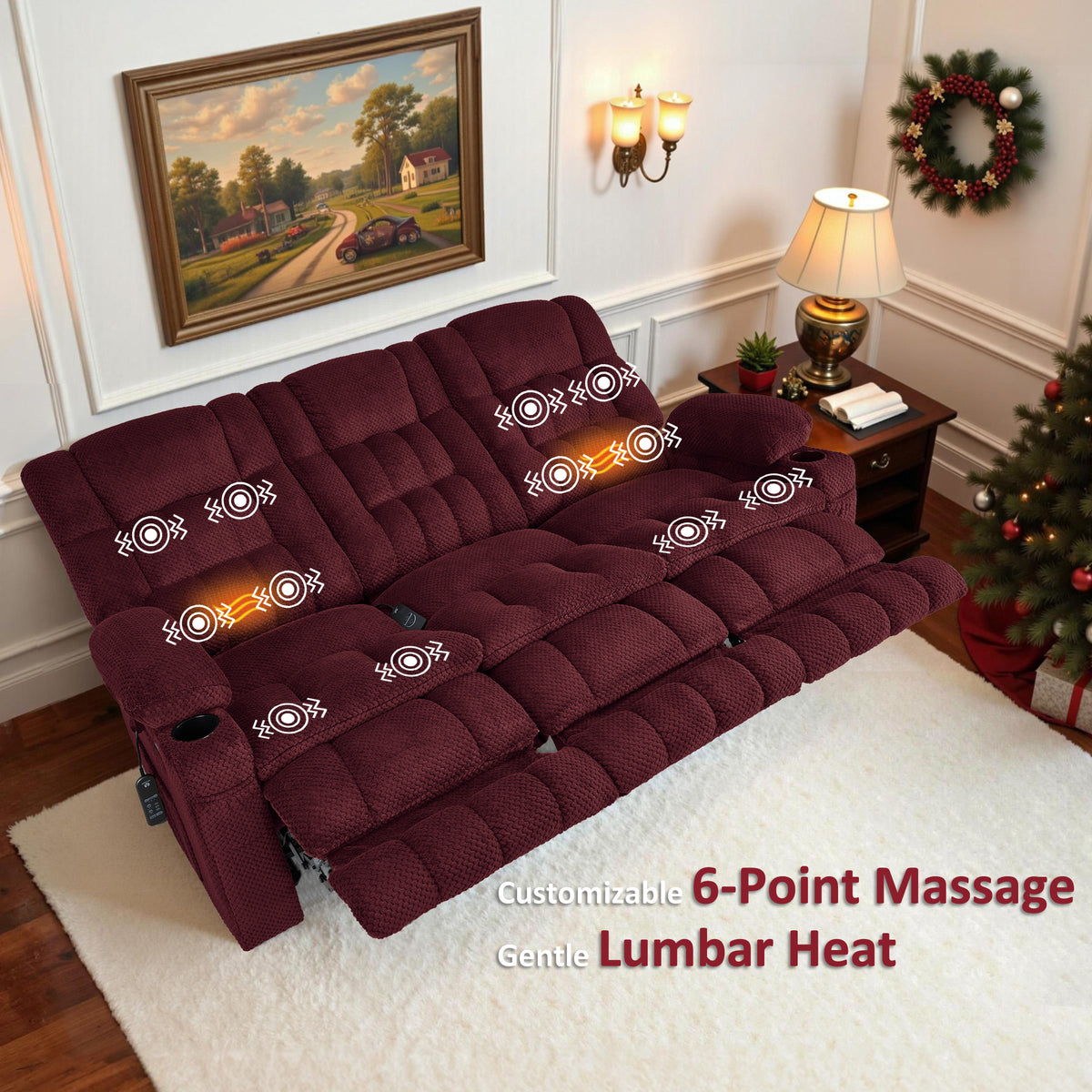Power Reclining sofa with Heat and Massage, Fabric 6314|6316M3
