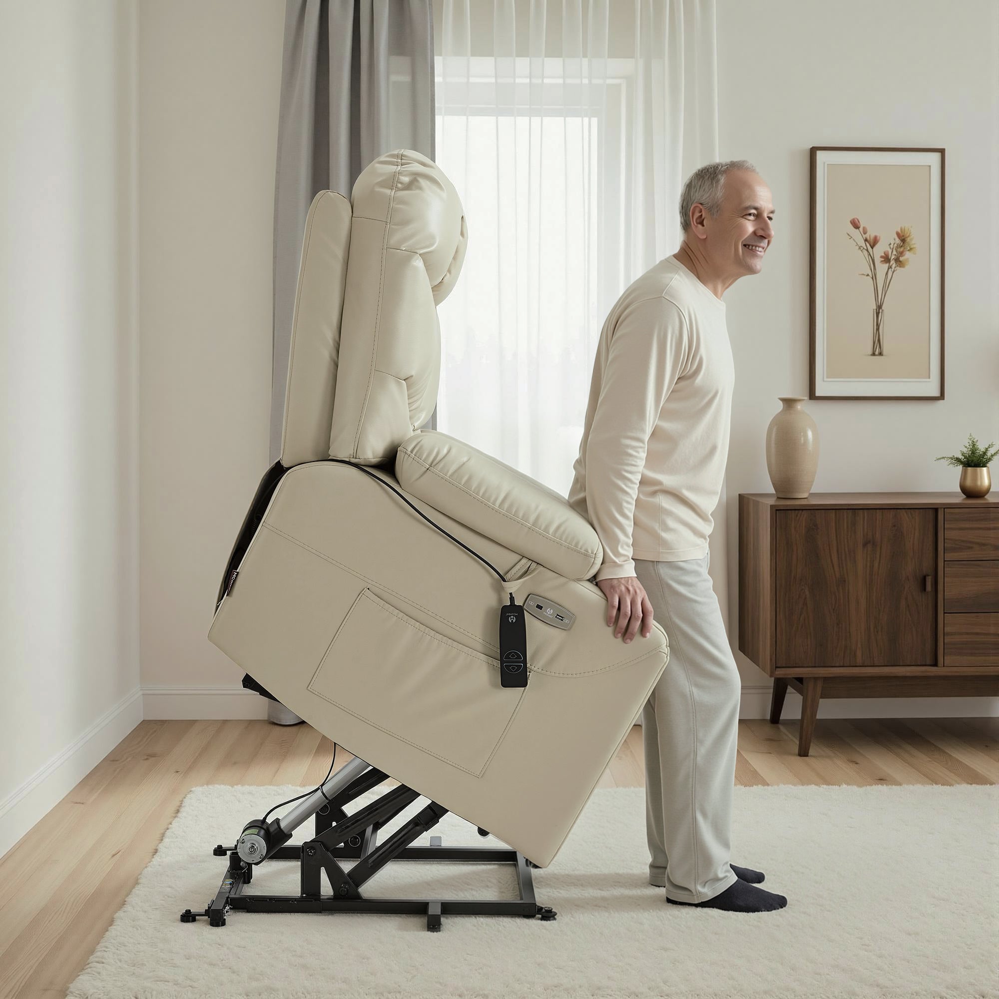 Power Lift Recliner Chair for Elderly, Faux Leather 7287|R7289