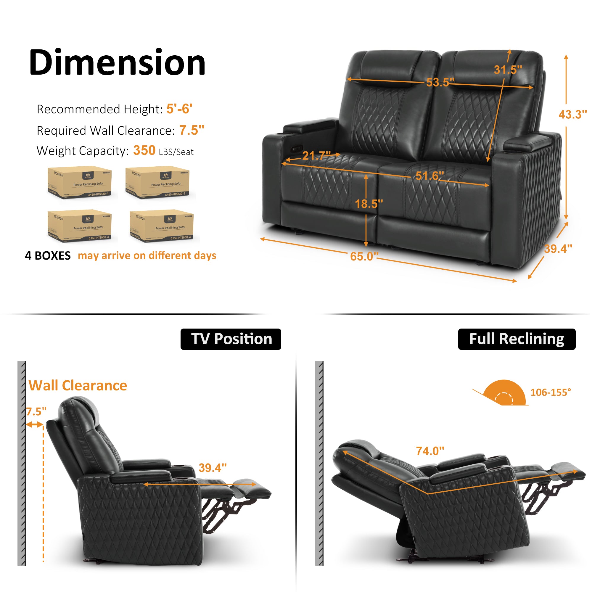 Power Reclining Loveseat,Home Theater Seating, HTS830
