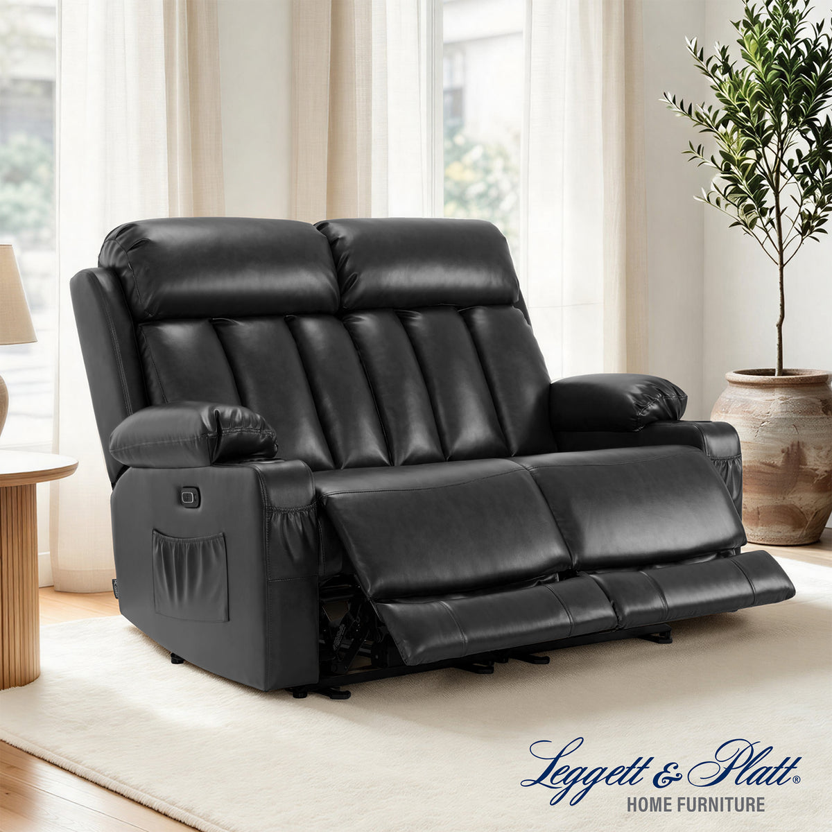 61 in Power Reclining Loveseat with Heat and Massage 6075