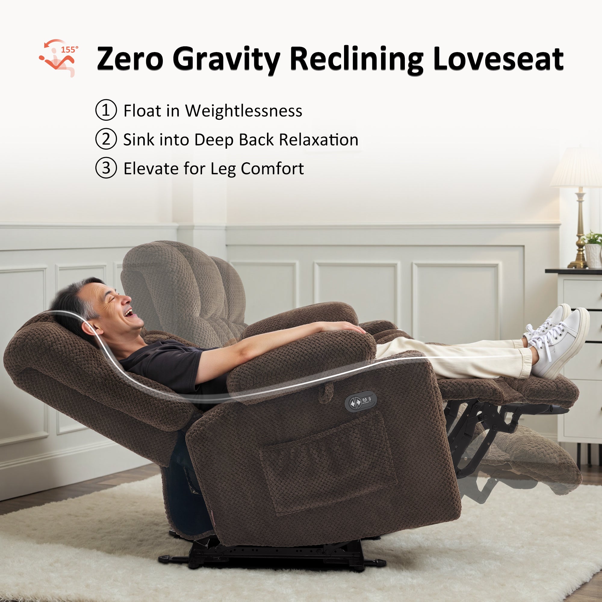 Power Reclining Loveseat with Heat and Massage, Fabric 6314|6316M3