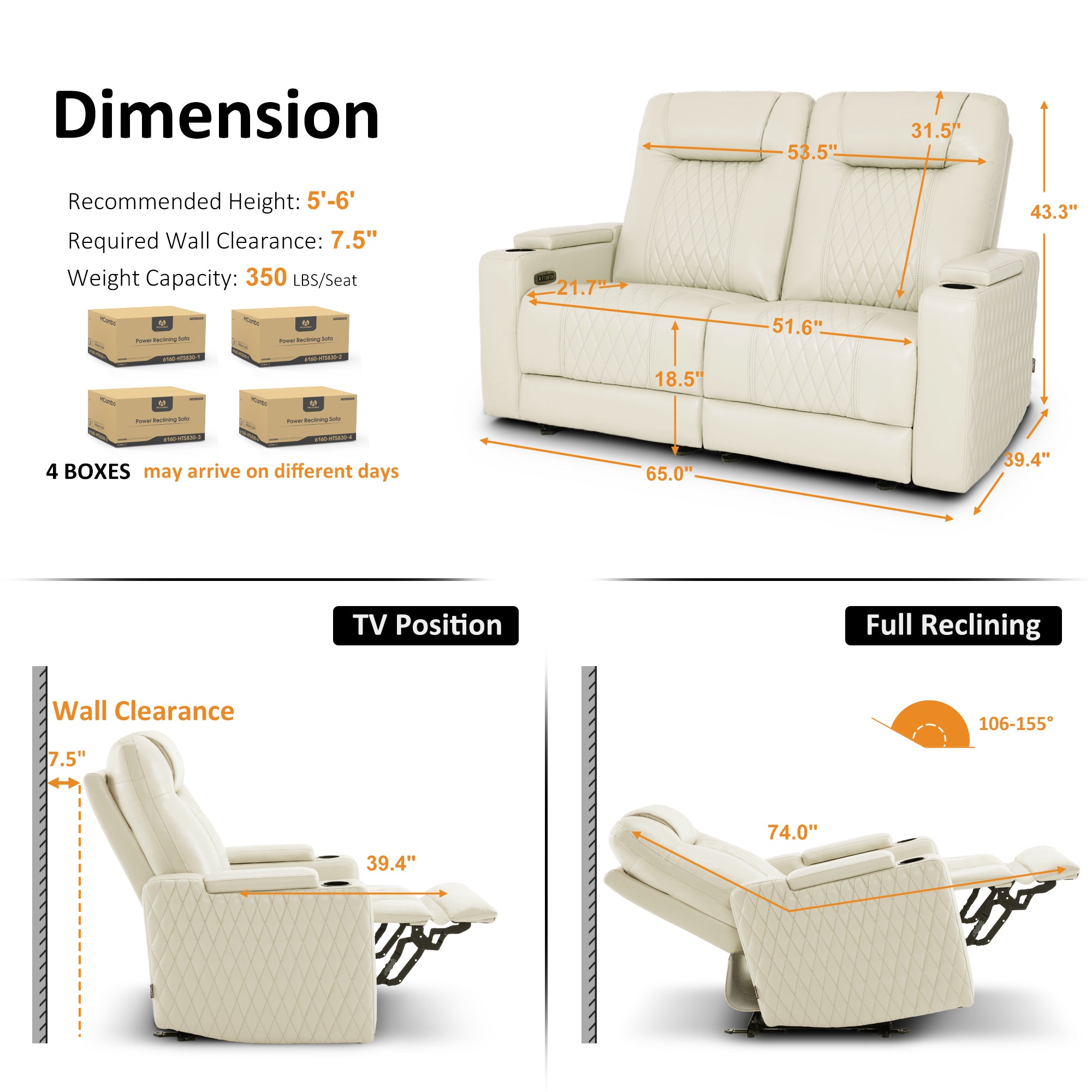 Power Reclining Loveseat,Home Theater Seating, HTS830