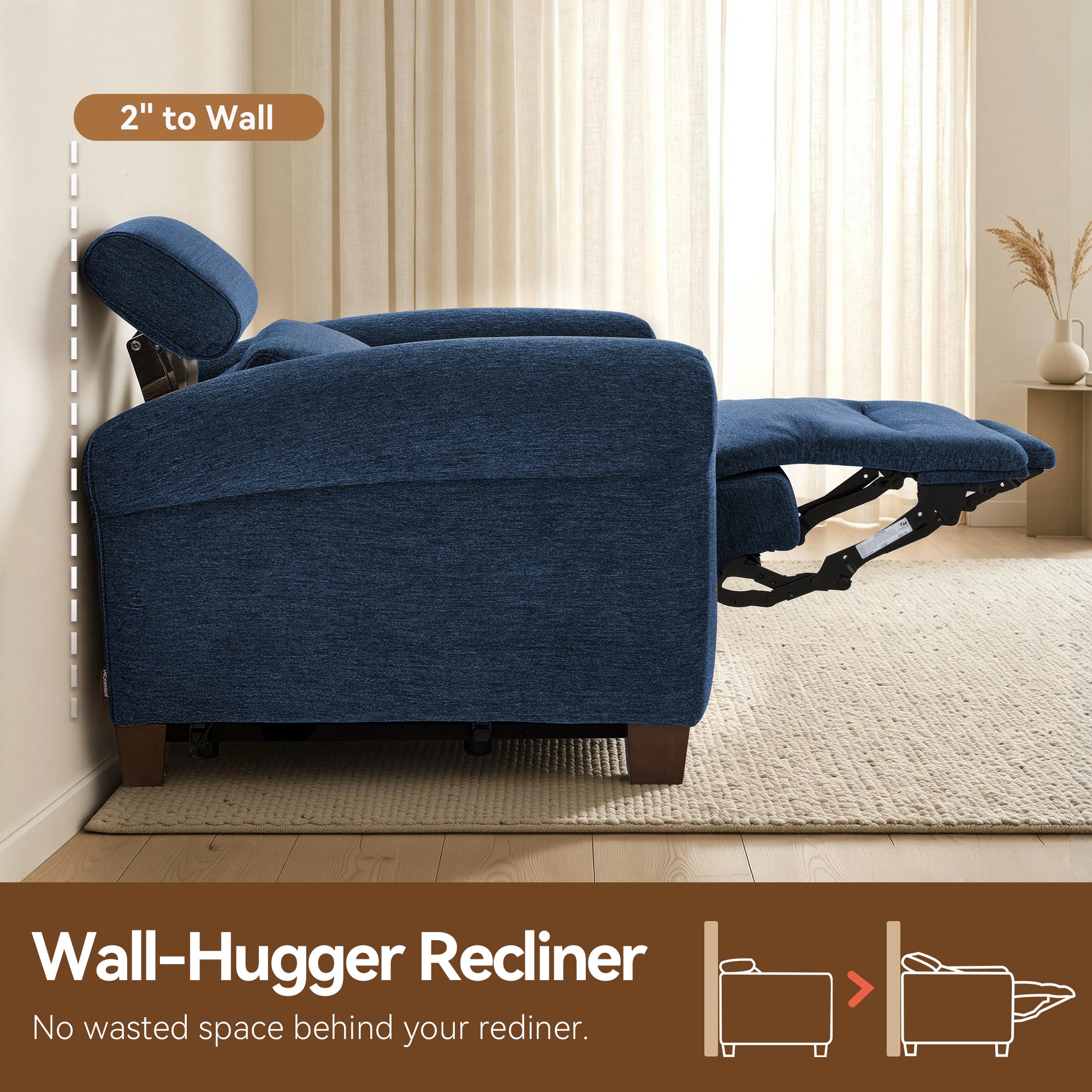 Wall Hugger Power Recliner Chair for Small Spaces, RV & Living Room HL164