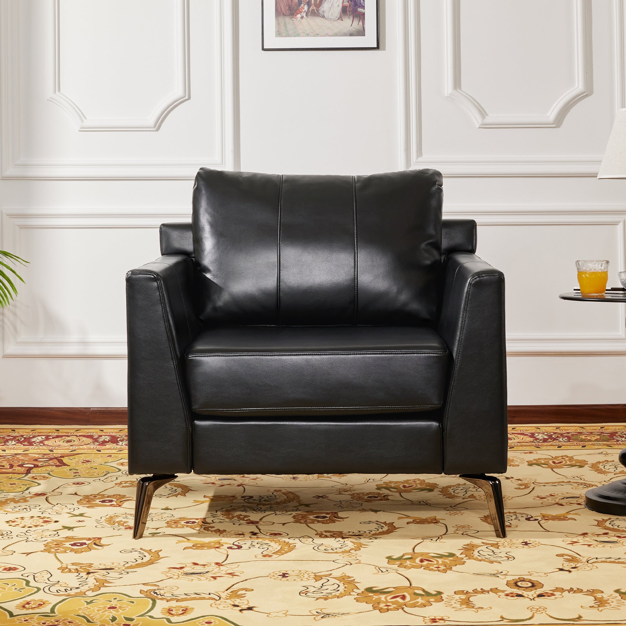 Stationary Accent Chair, Faux Leather 4629