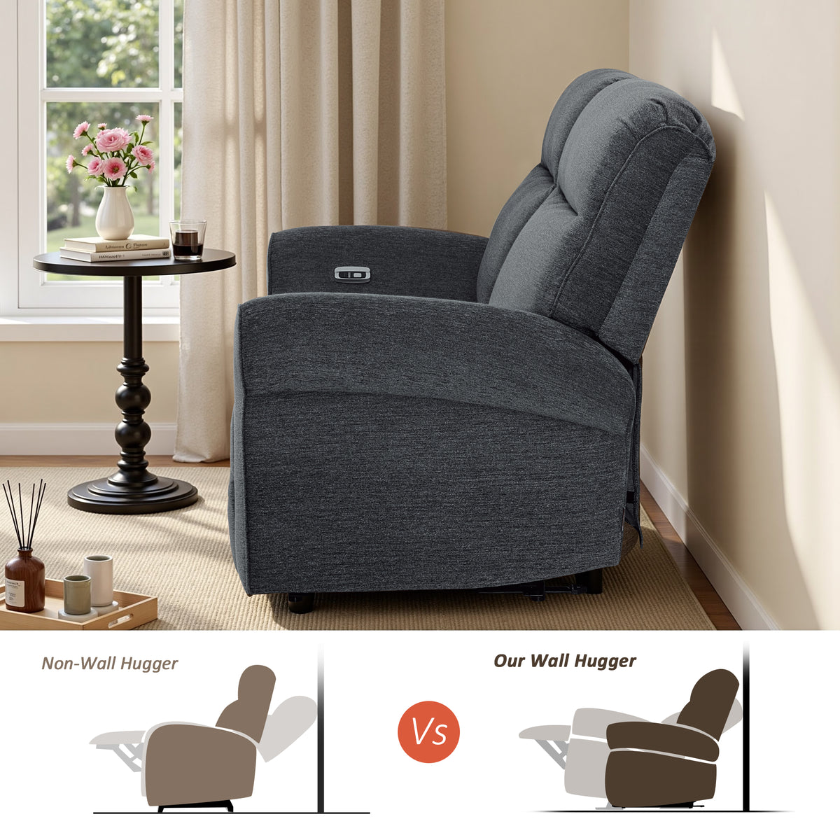 Wall Hugger Power Reclining Loveseat, Farbic PR635M1