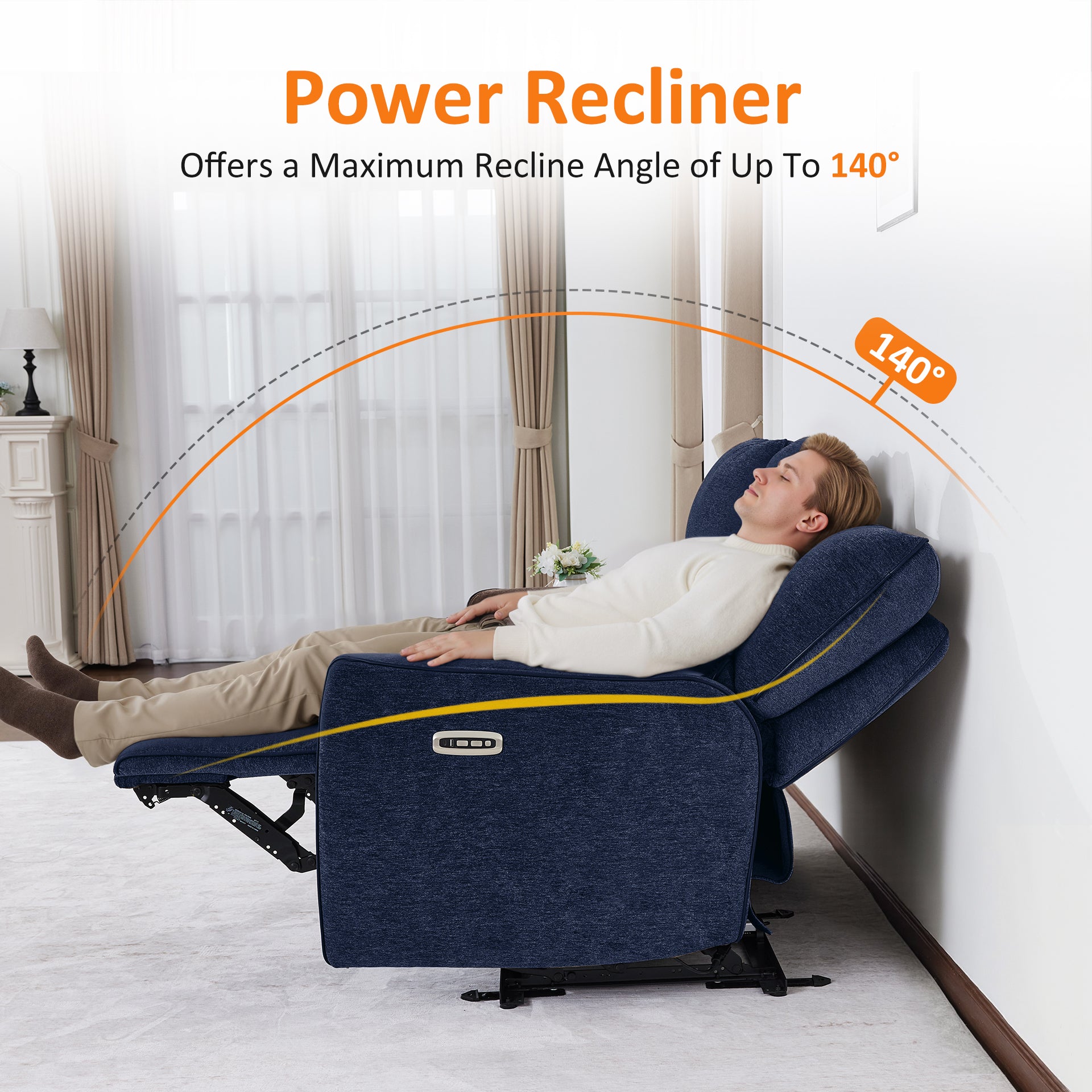 Power Reclining Loveseat with Console and Adjustable Headrest, Wall Hugger, 6926
