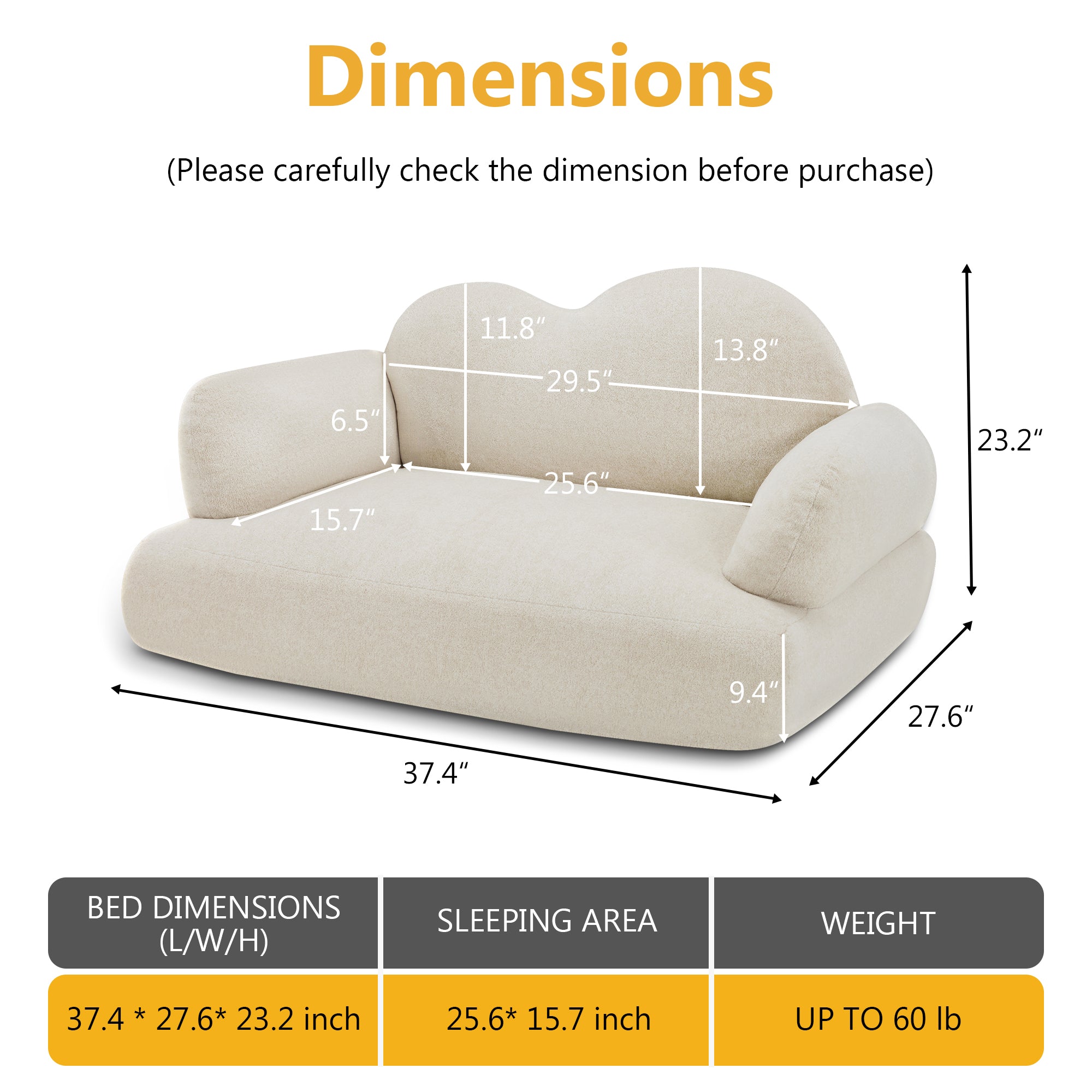 Lovupet Dog Sofa Couch for Medium Breed, Soft Full Foam Dog Couch Bed with Anti-Slip Bottom, PS695