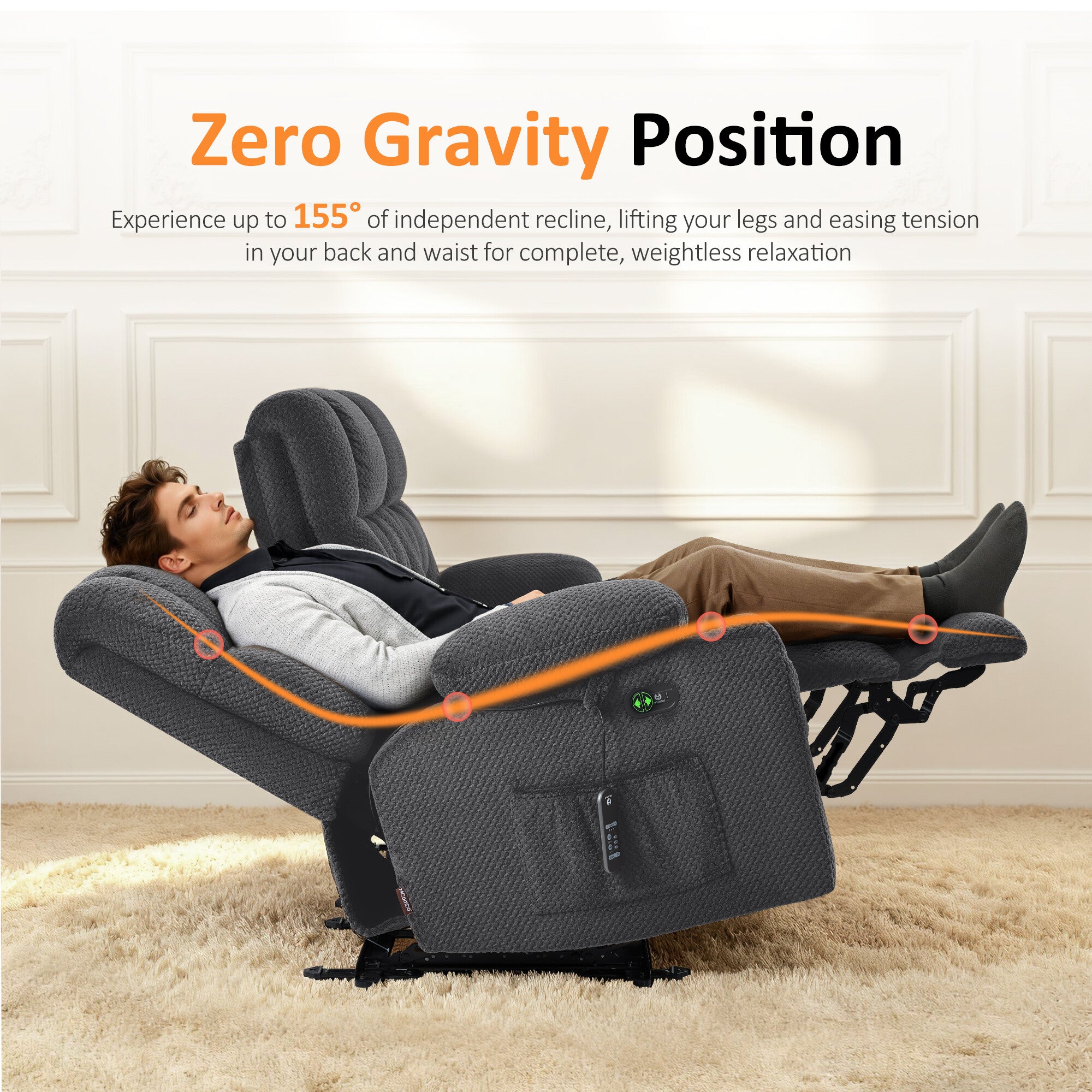 Power Reclining Loveseat with Heat and Massage, Fabric RS6314