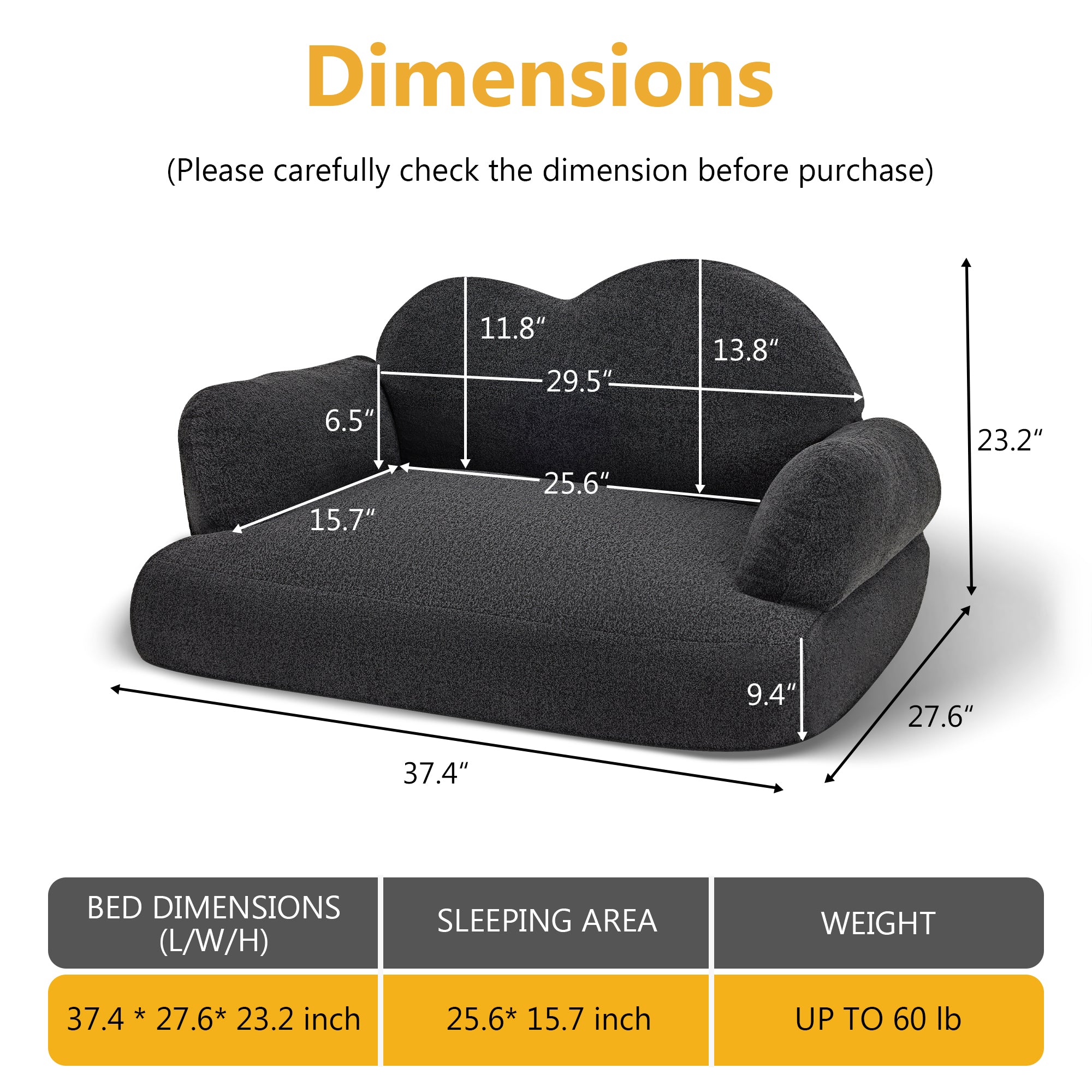 Lovupet Dog Sofa Couch for Medium Breed, Soft Full Foam Dog Couch Bed with Anti-Slip Bottom, PS695