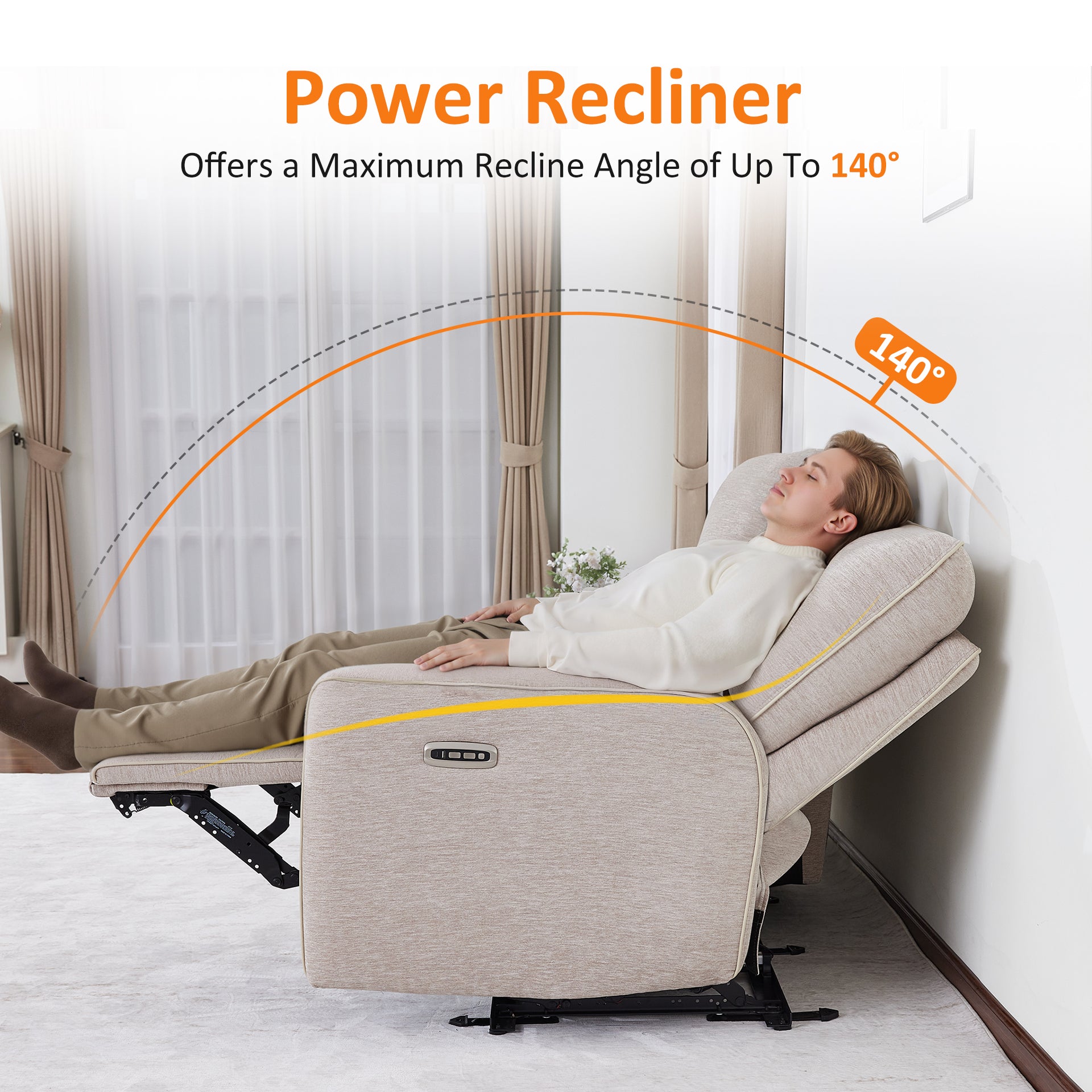 Power Reclining Loveseat with Console and Adjustable Headrest, Wall Hugger, 6926