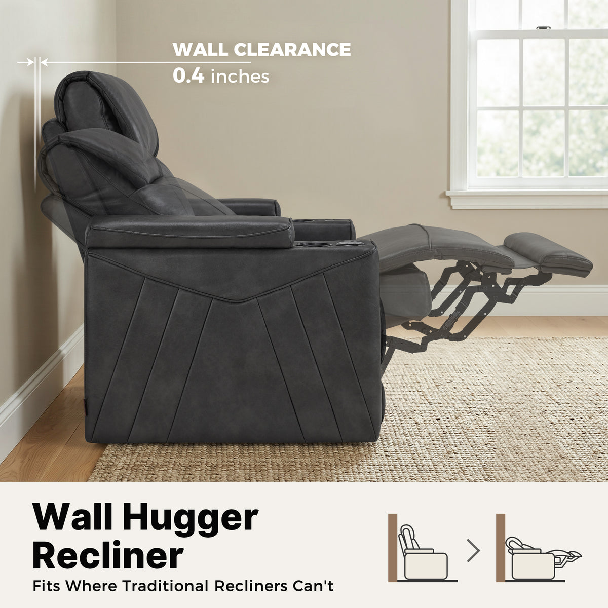 Wall Hugger Recliner Chair for RV, Theater Seating, HTS859