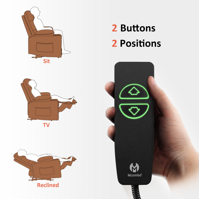 MCombo Power Recliner Chair, Electric Reclining with Heat and Massage for Adult, Cup Holder, USB Port, Extended Footrest, Breathable Leather Electric Reliner Sofa Seat for Living Room, 6160-PR621 (No Lift)