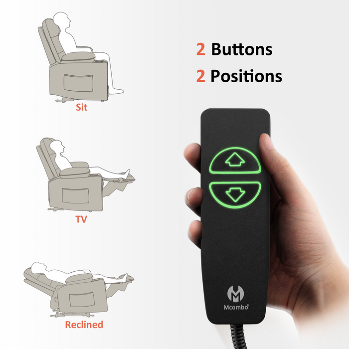 MCombo Power Recliner Chair, Electric Reclining with Heat and Massage for Adult, Cup Holder, USB Port, Extended Footrest, Breathable Leather Electric Reliner Sofa Seat for Living Room, 6160-PR621 (No Lift)