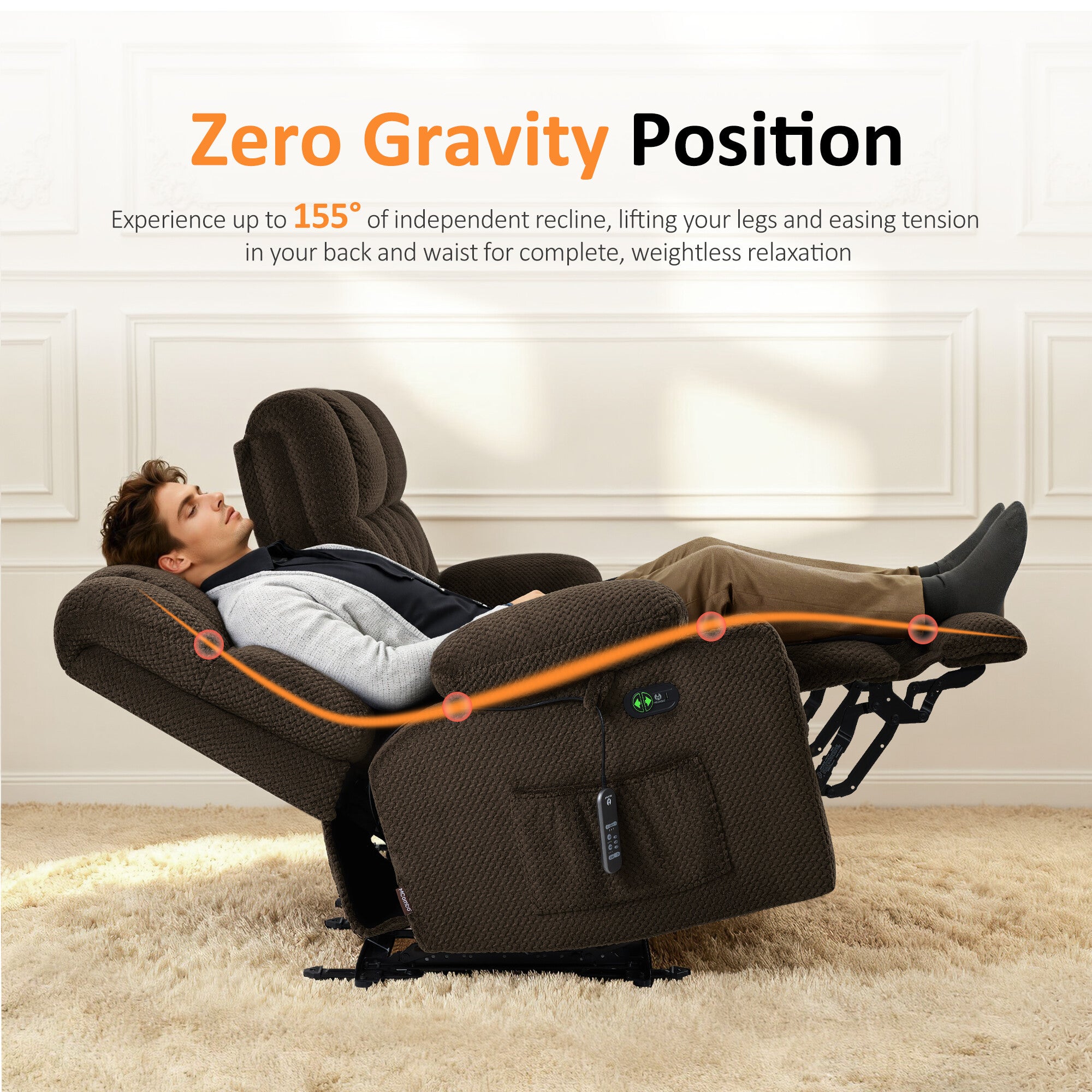 Power Reclining Loveseat with Heat and Massage, Fabric RS6314