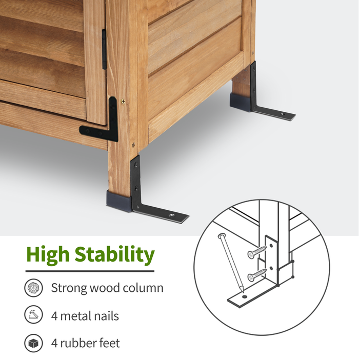 Mcombo Outdoor Wood Storage Cabinet, Small Size Garden Wooden Tool Shed with Double doors, Outside Tools Cabinet for Backyard (24.6”x 18.3”x38.2”) 6059-0985CR