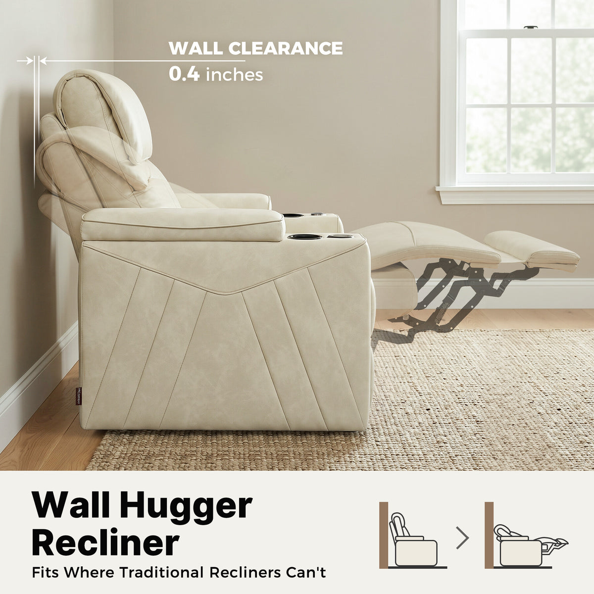 Wall Hugger Recliner Chair for RV, Theater Seating, HTS859