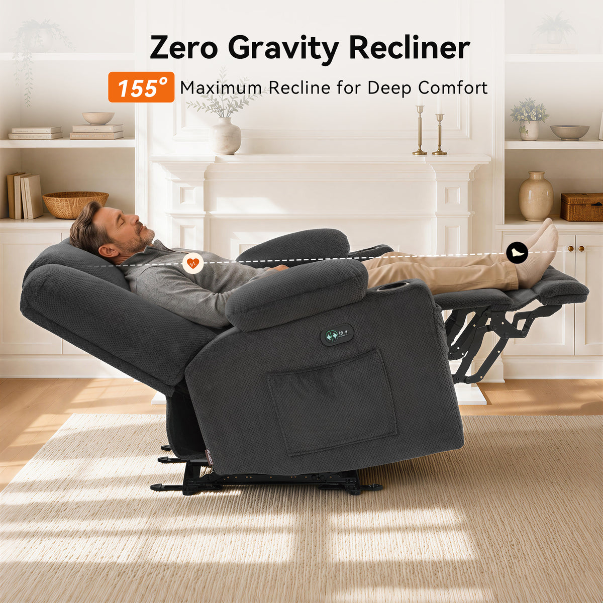 58 in Reclining Loveseat Recliner with Heat & Massage 6034M1