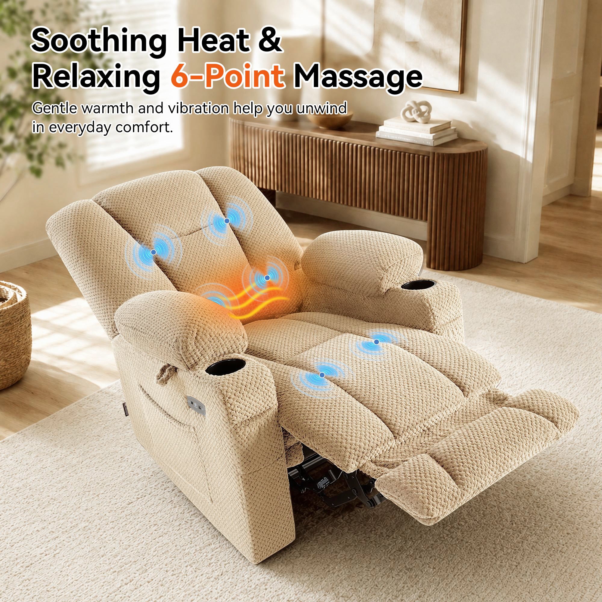 Power Recliner Chair with Massage and Heat, Fabric 8015|8017
