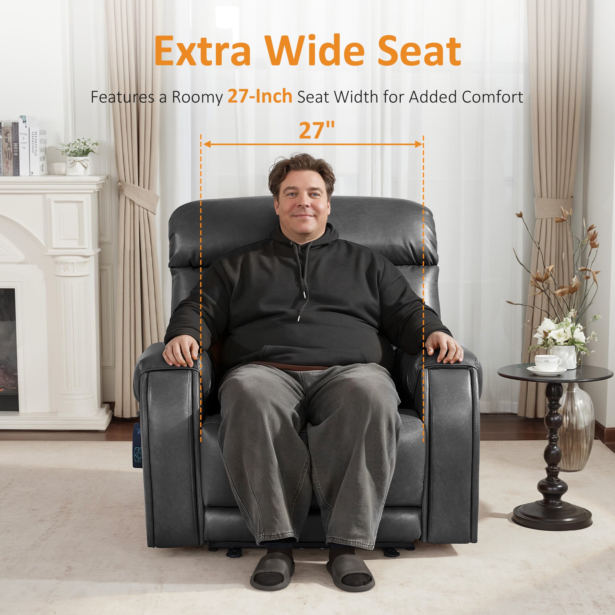 Oversized Power Zero Gravity Recliner with Headrest, Massage & Heat, 6186