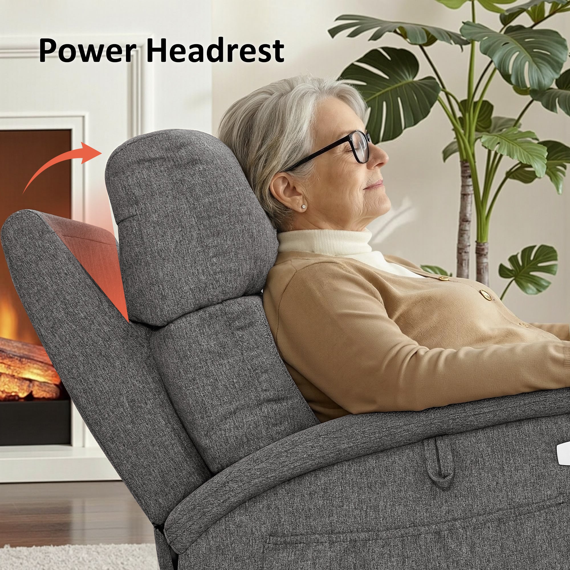 Power Lift Recliner Chair for Elderly, Massage and Heat, Fabric R7605