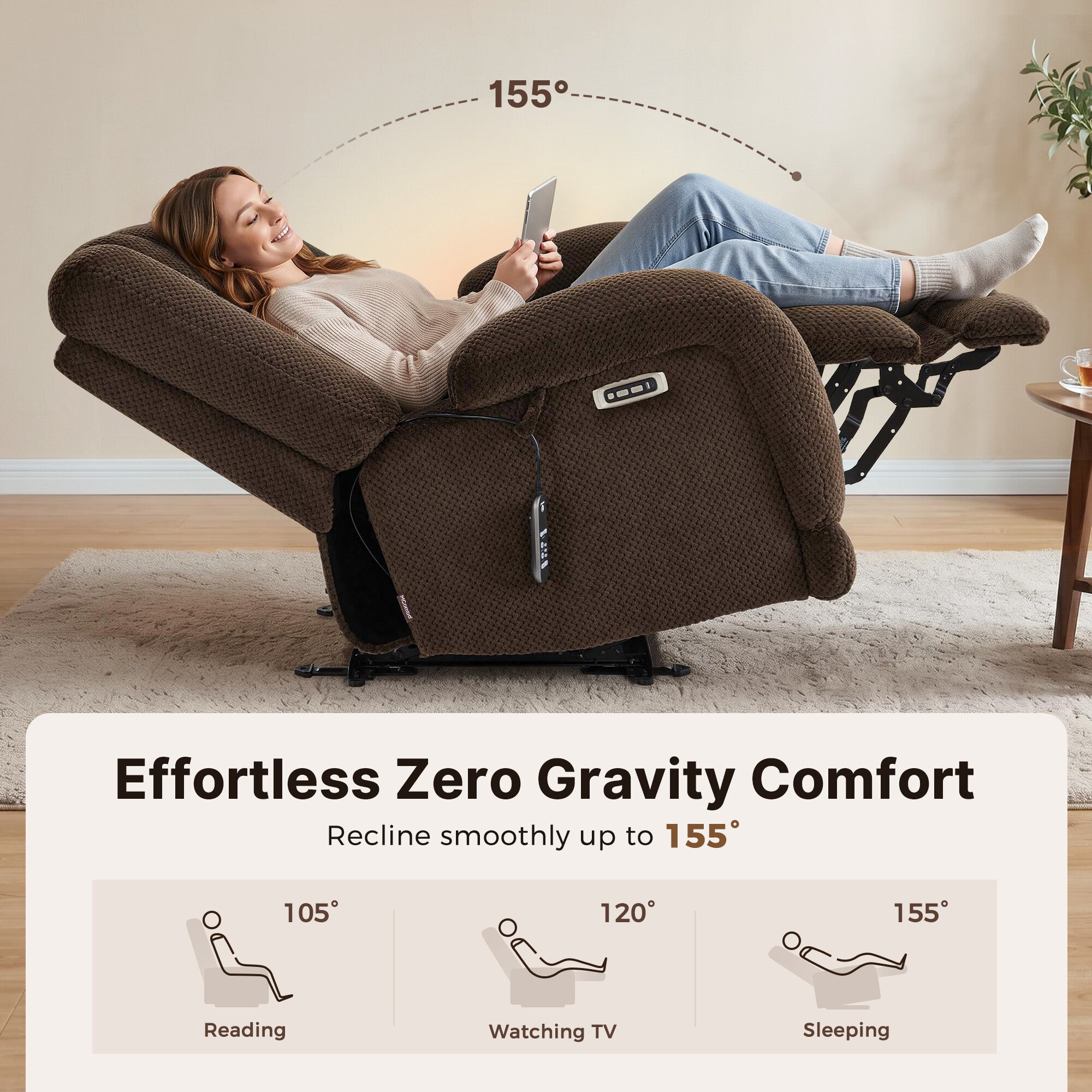 Power Reclining Loveseat with Heat and Massage, Fabric 6855