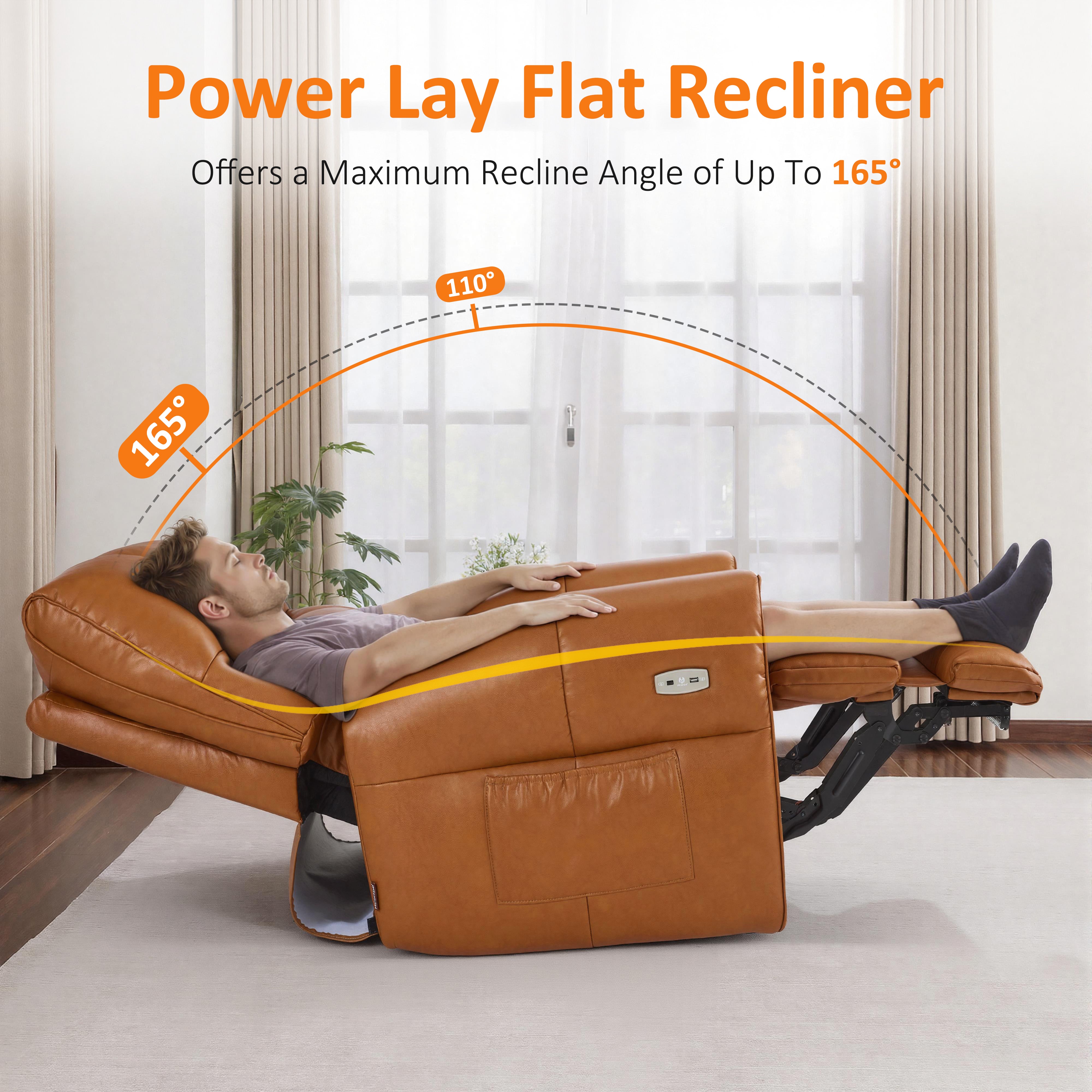 Large Dual Motor Power Recliner Chair with Heat and Vibration, 6199