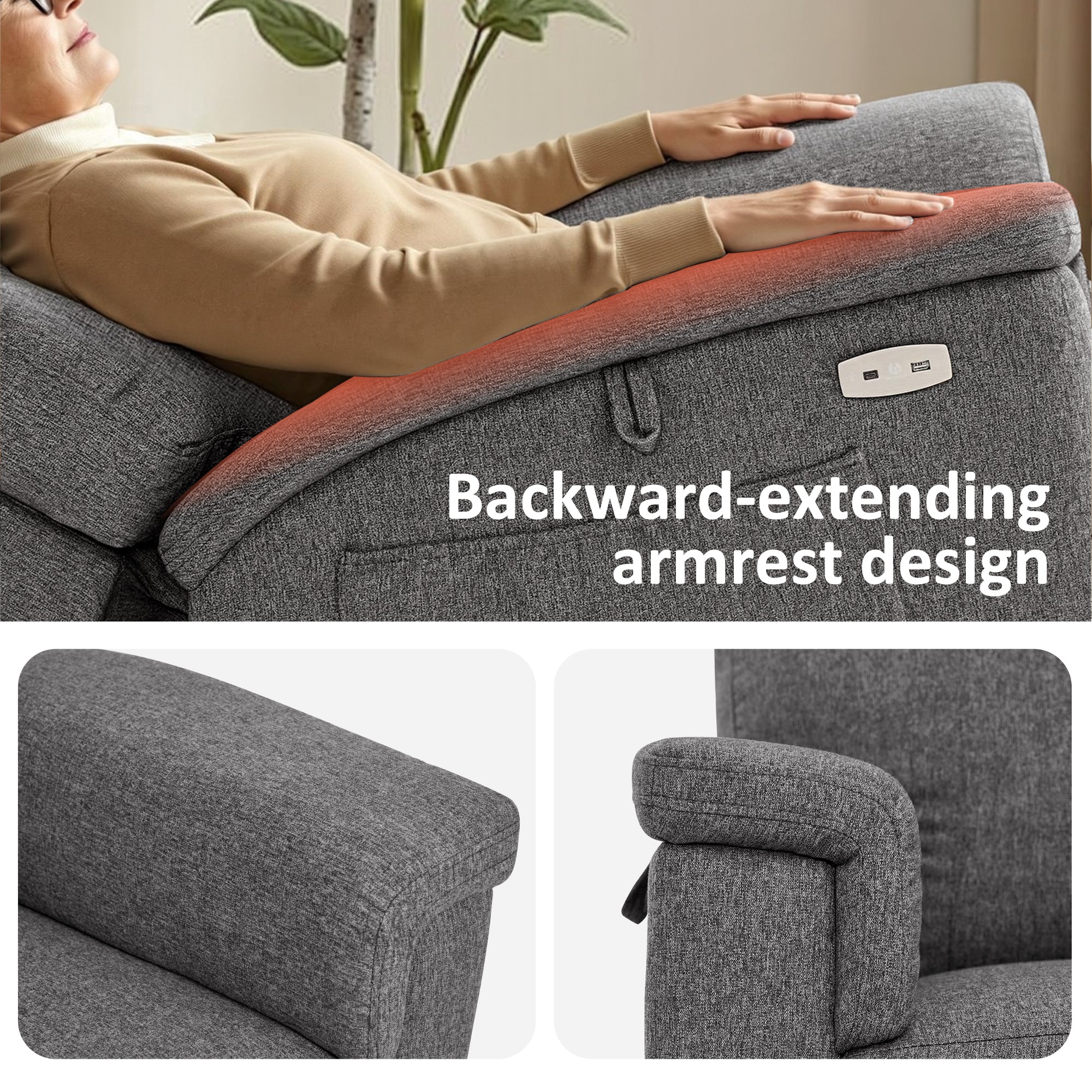 Power Lift Recliner Chair for Elderly, Massage and Heat, Fabric R7605