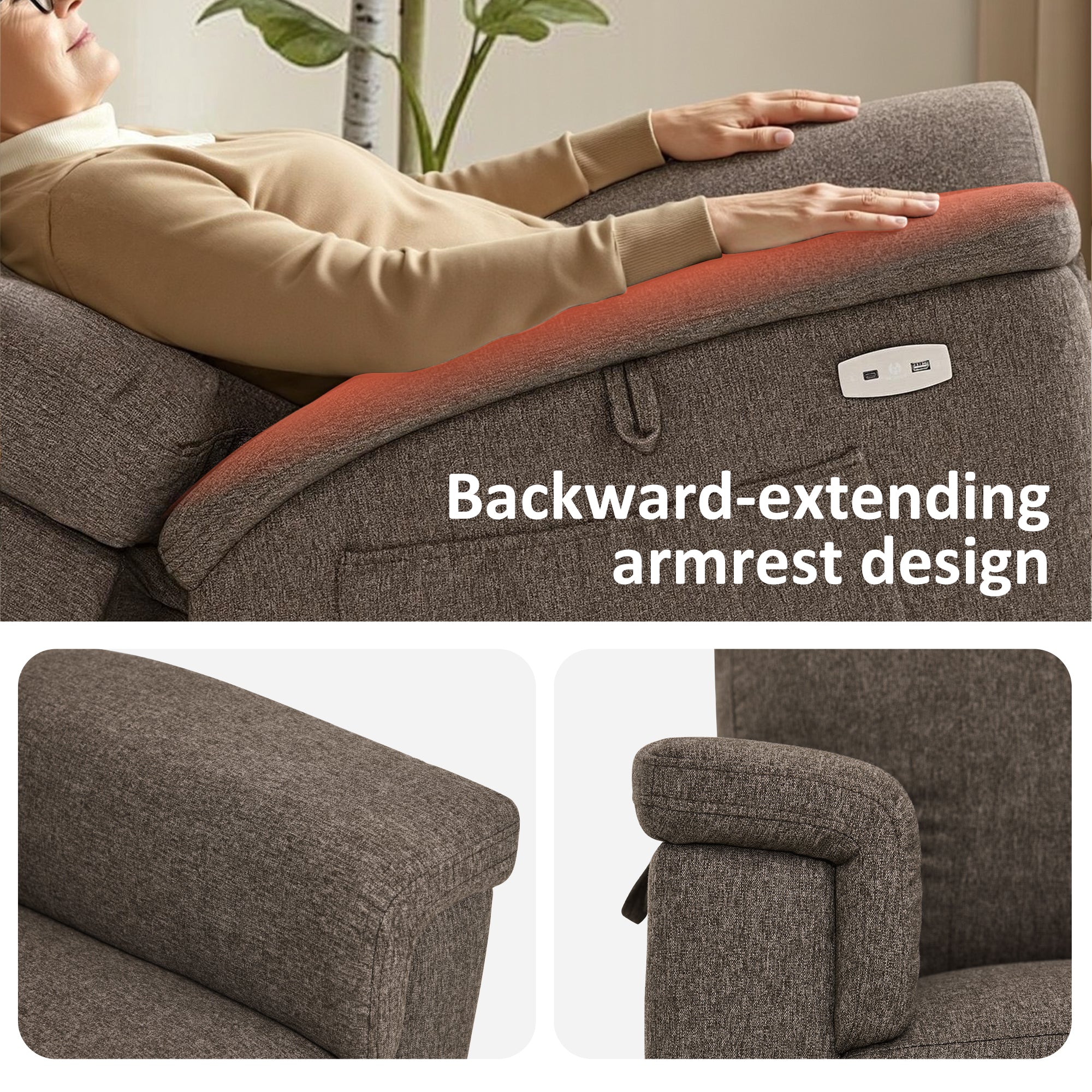 Power Lift Recliner Chair for Elderly, Massage and Heat, Fabric R7605